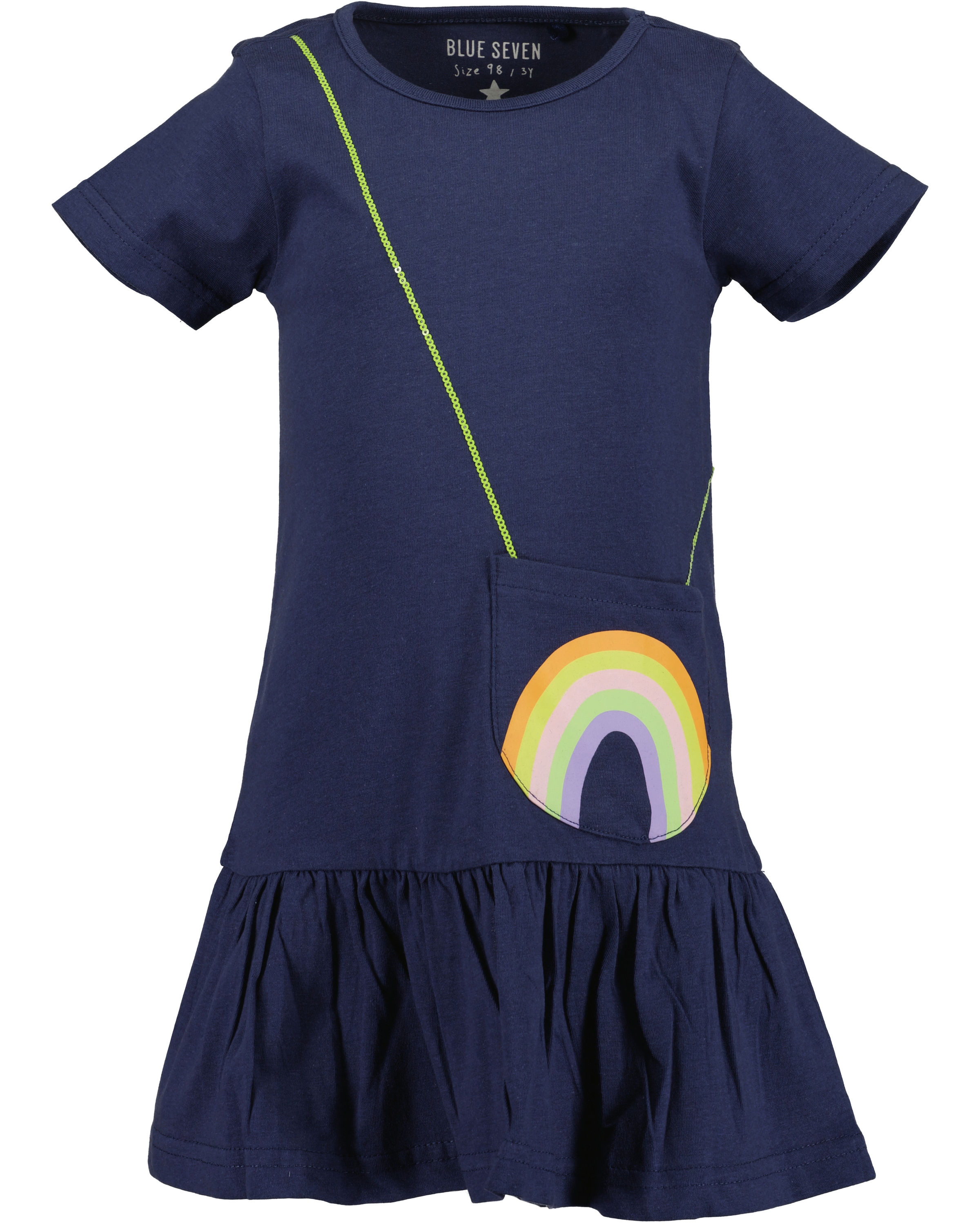 Blue Seven "Mädchen Kleid mit Regenbogen" aufgesetzte Tasche