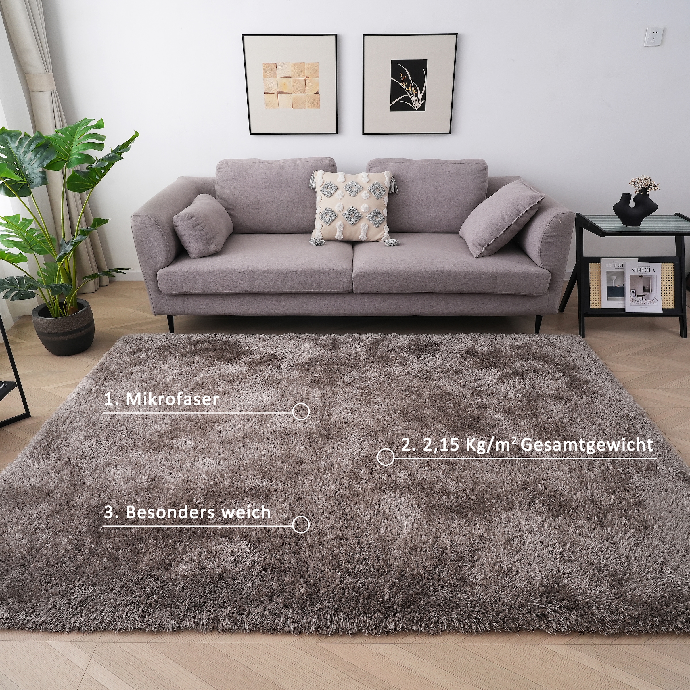 my home Hochflor-Teppich »Micro Shaggy«, rechteckig, 53 mm Höhe, weich, flauschig, Uni-Farben, Wohnzimmer, Schlafzimmer, Kinderzimmer