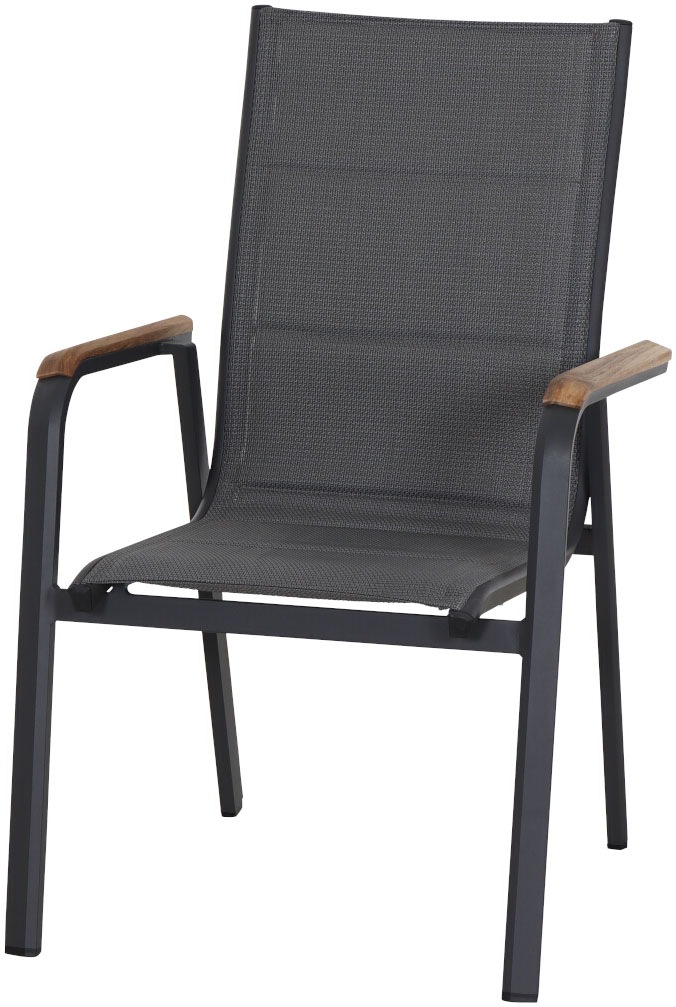 Siena Garden Gartensessel »Tesoro Stapelsessel 4er-Set FSC« Set, 4 Stk. tlg. Alu, Textil, Teak FSC 100 %