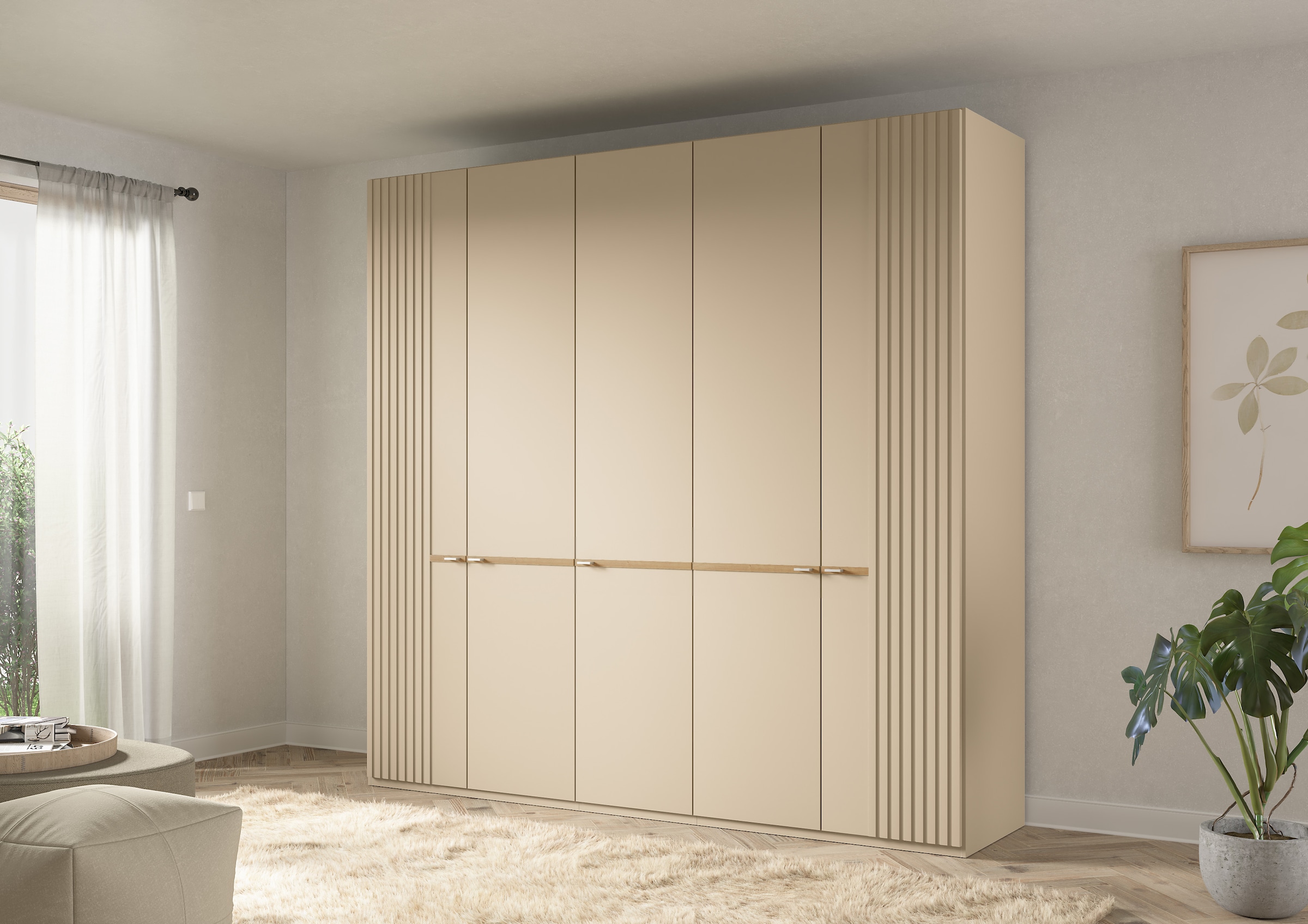 Musterring Drehtürenschrank »Isabelle«, Lamellen in Korpusfarbe, Griffe in silber, versch. Größen und Farben
