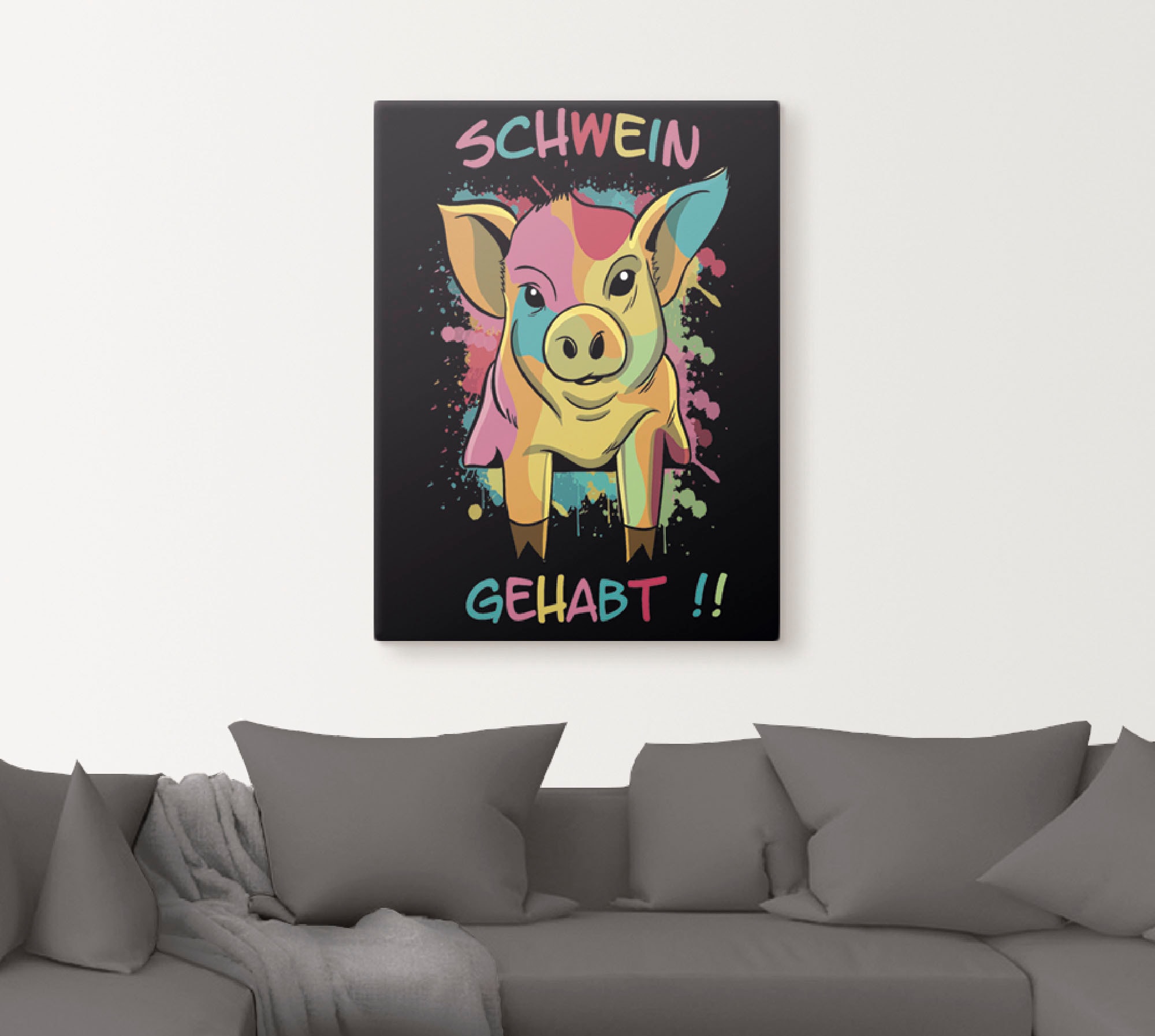 Artland Leinwandbild "Schwein Gehabt", Humor, (1 St.), auf Keilrahmen gespa günstig online kaufen