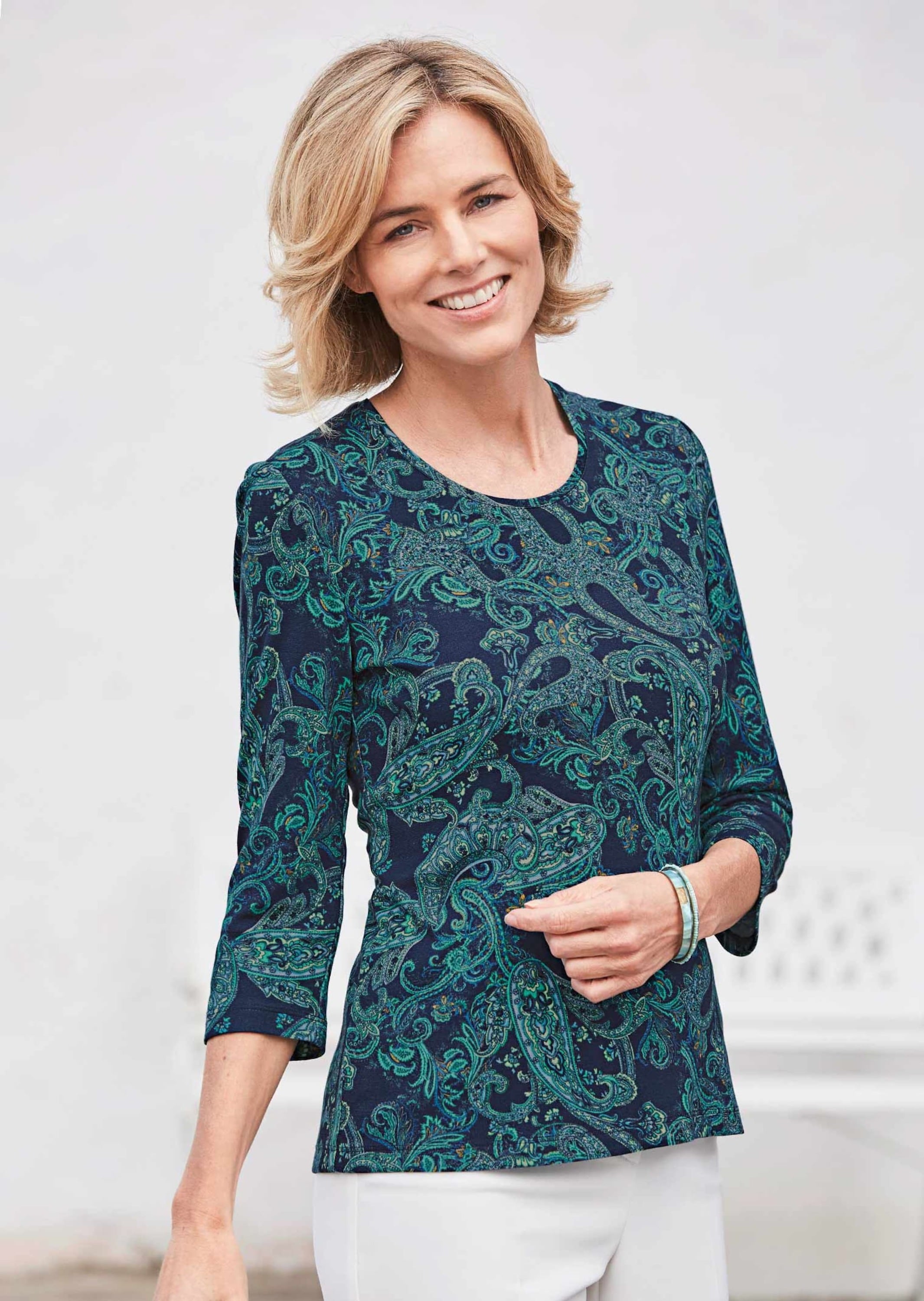 GOLDNER Print-Shirt "Modernes Jersey-Shirt, Paisley-Muster" hoher Viskosean günstig online kaufen