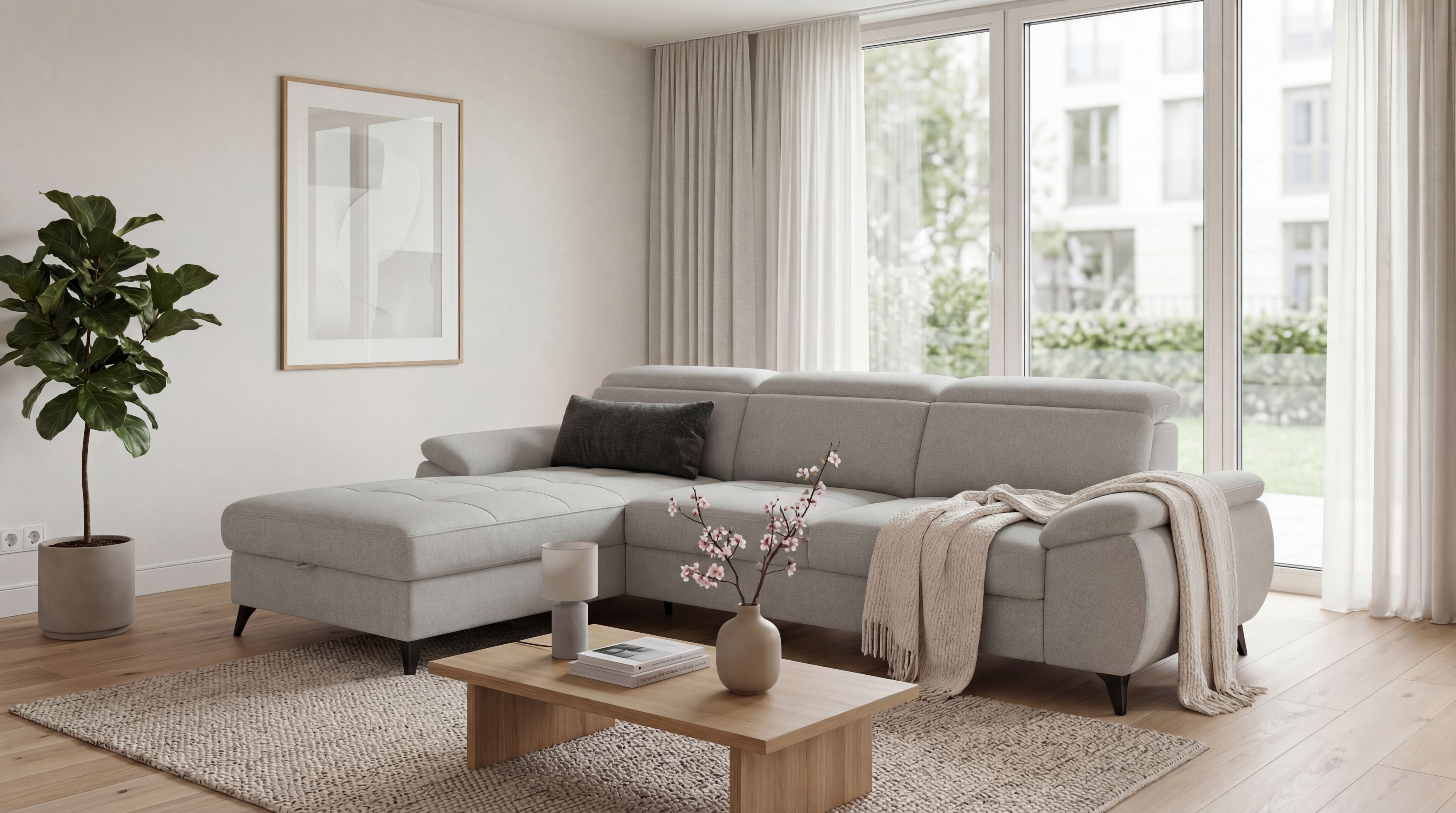 exxpo - sofa fashion Ecksofa "TAOS bequem, komfortabel durch Kopfteilverstellung, Breite 281cm" inkl. Bettfunktion und Bettkasten,toller Sitzkomfort, Steppung im Sitz