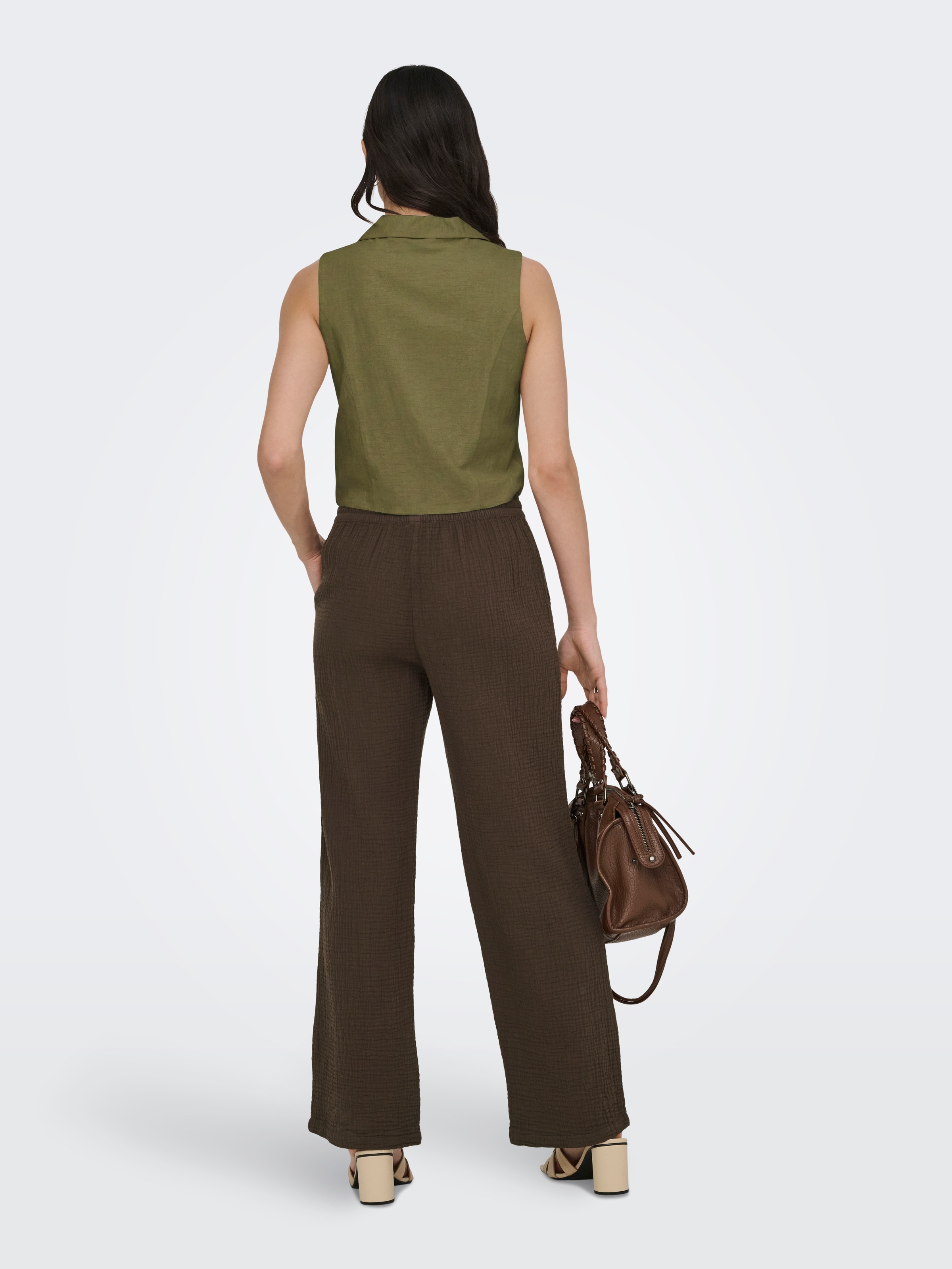 JDY JDYMILAN Linen Waistcoat Olive Drab Size L 2