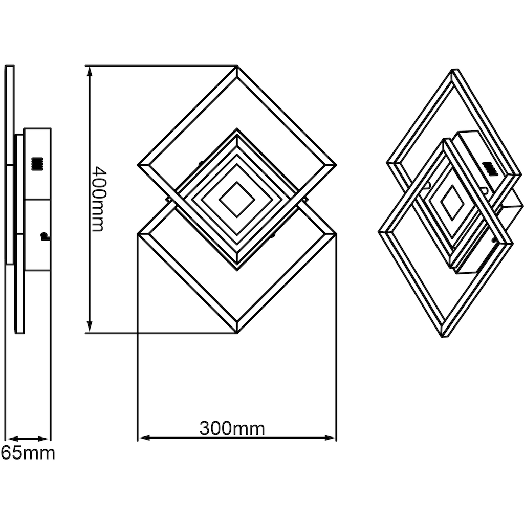 Brilliant LED Deckenleuchte »Metis«, 1 flammig-flammig, 40 x 30 cm, 3-Stufen dimmbar, 3600 lm, warmweiß, Metall, schwarz
