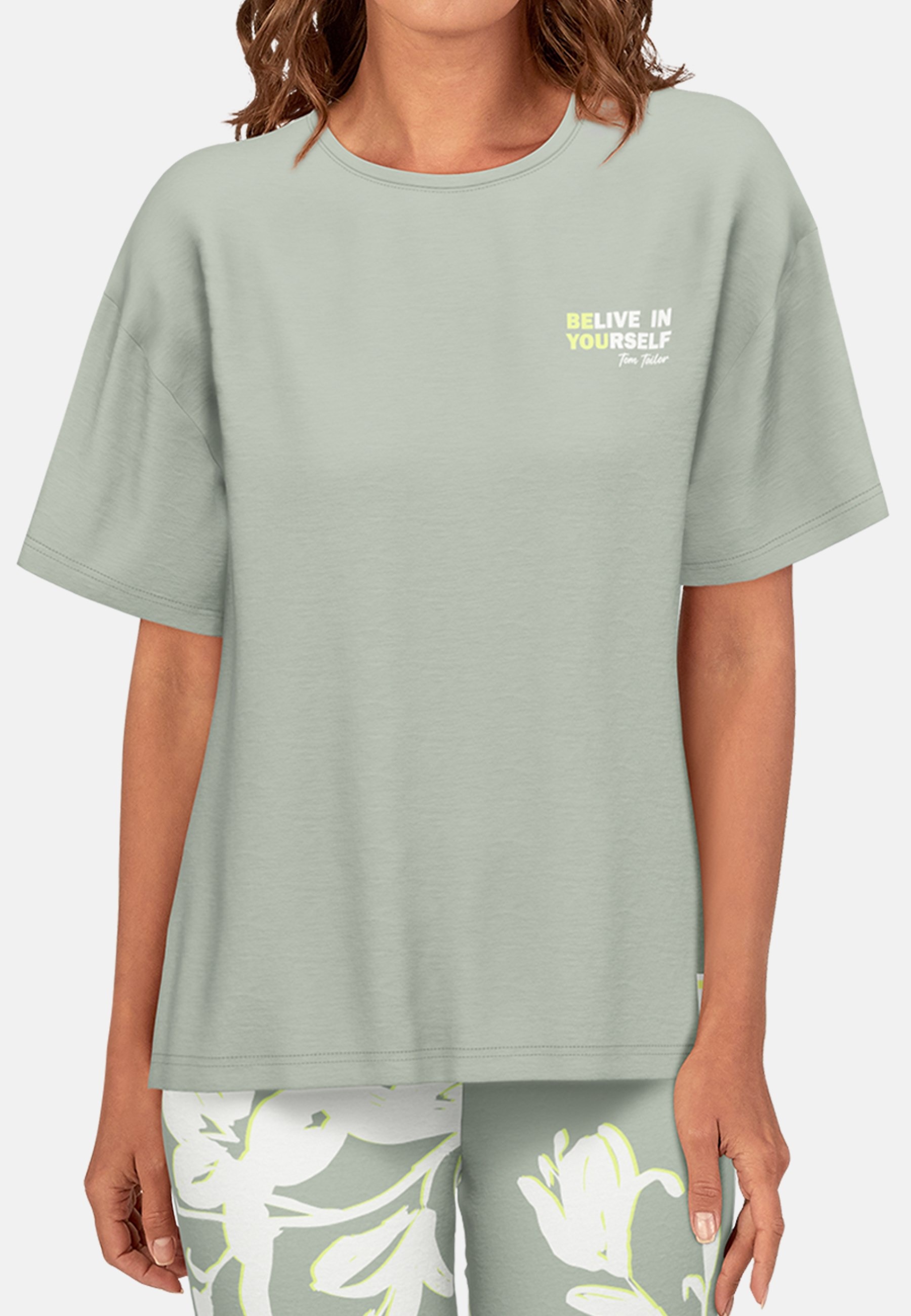 Thumbnail - TOM TAILOR Capri-Pyjama "Kenmare" 2 tlg. mit Muster, Kurzarm, Rundhalsausschnitt, lange Hose, Viskosemix