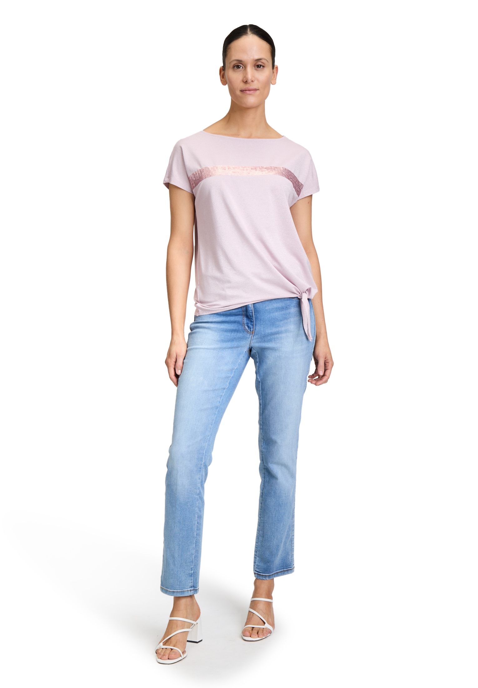 Betty Barclay Kurzarmshirt »Betty Barclay Halbarm-Shirt mit Schleifenknoten«, (1 tlg.), Pailletten