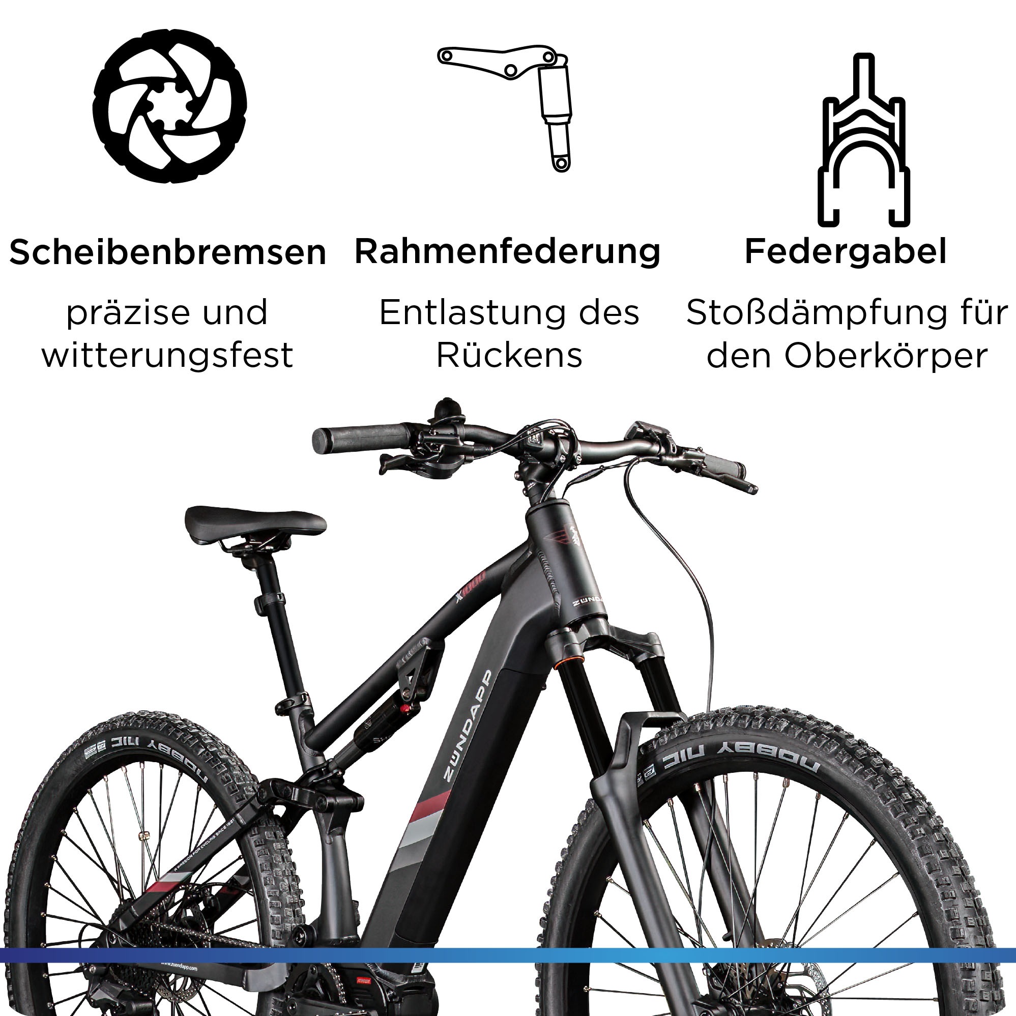 Zündapp »X1000« 10 Gang Shimano Cues U62020 SGS Schaltwerk Kettenschaltung Mittelmotor 250 W E Bike Mountainbike Fully 29 Zoll 10 Gänge Pedelec Damen Herren 730 Wh