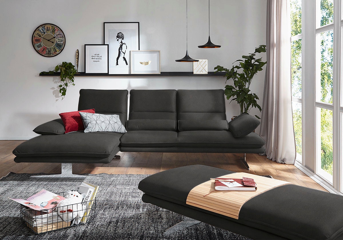W.SCHILLIG Ecksofa "broadway, Designsofa mit tollem Sitzkomfort, L-Form" Sitztiefenverstellung, Kopfteil- & Seitenteilverstellung, Breite 291cm