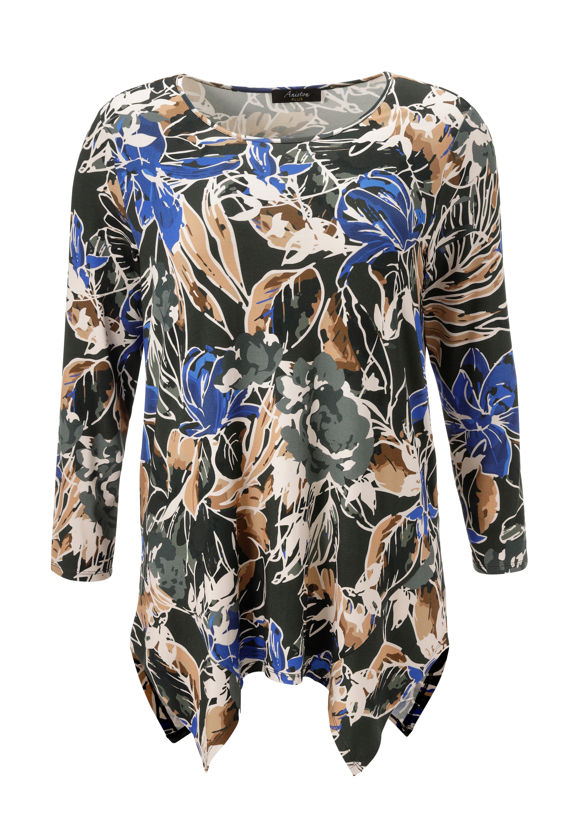 Aniston PLUS Langarmshirt, mit farbharmonischen, fantasievollem Druck - NEUE KOLLEKTION