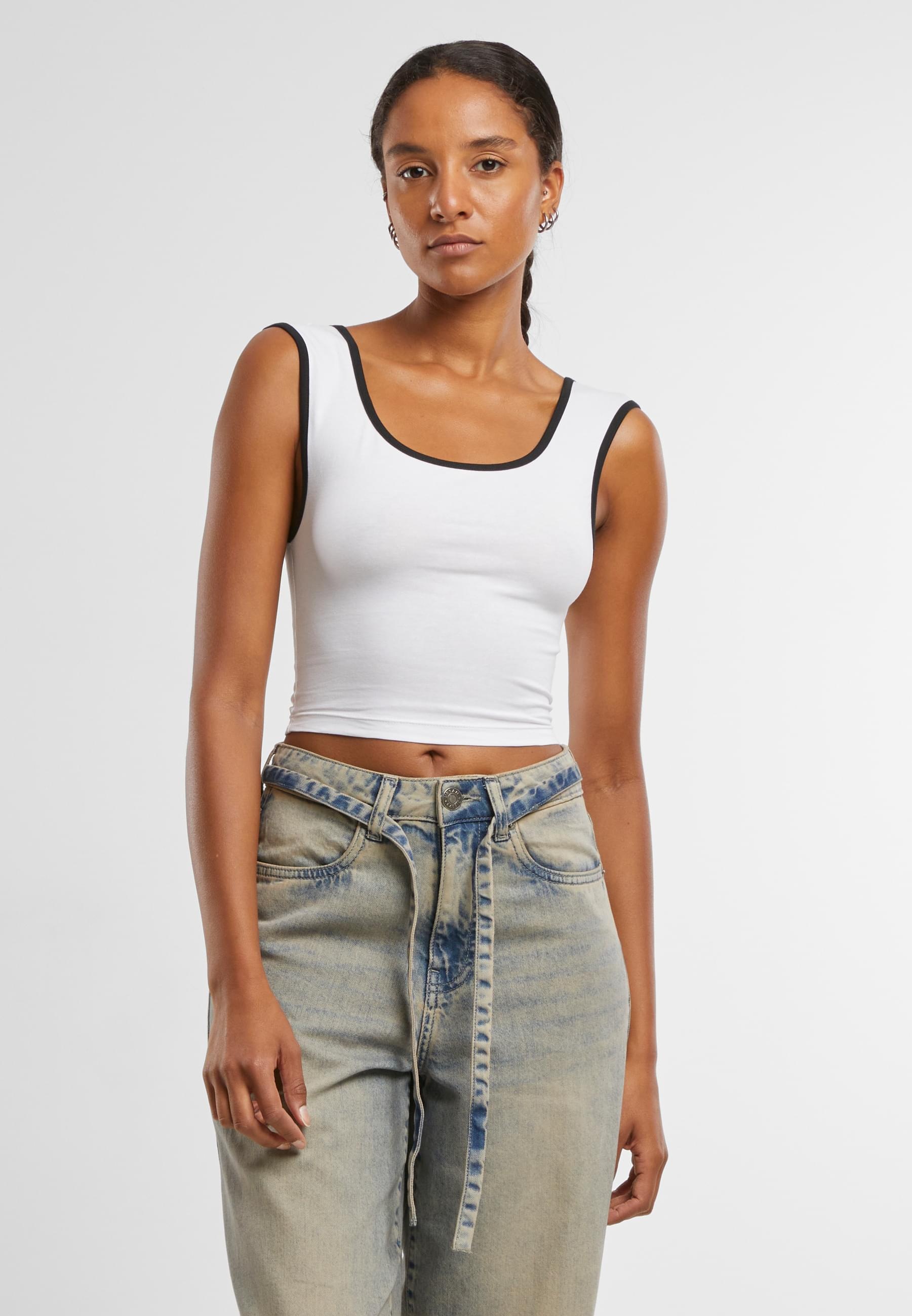 URBAN CLASSICS T-Shirt »Urban Classics Ladies Contrast Cropped Top«, (1 tlg.)