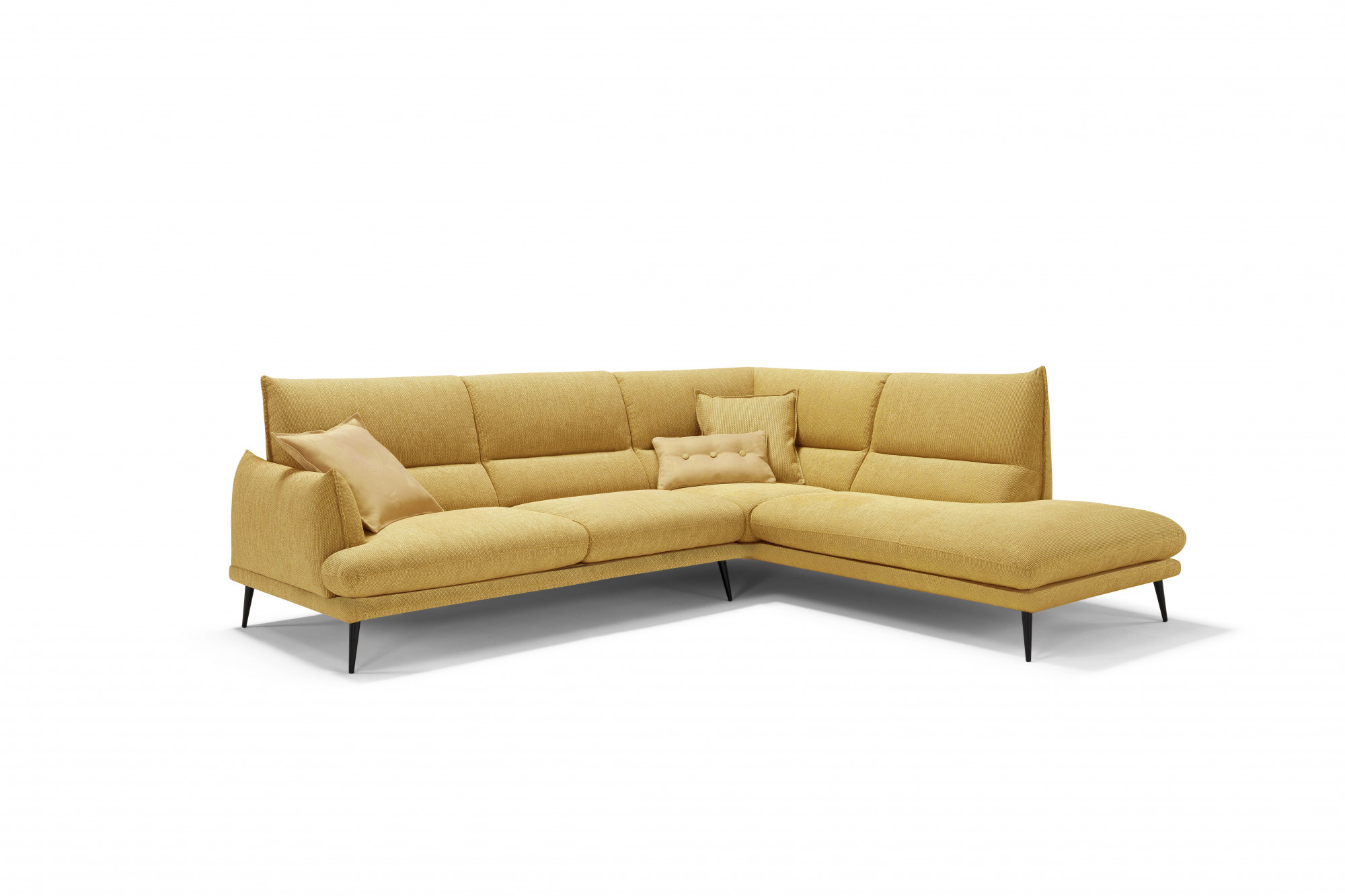 Egoitaliano Ecksofa "FUNNY, hochwertiges & aktuelles Design, bequeme Rückenlehne, L-Form" toller Sitzkomfort, hochwertiger Strukturmix-Bezug, Breite 265cm