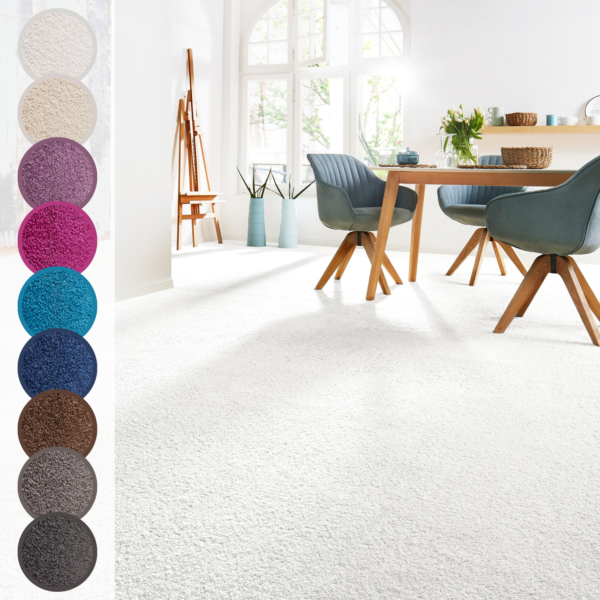 Andiamo Teppichboden „Sophie, Frisee-Velours, Made in Netherlands“ rechteckig 12 mm Höhe Uni Farben, Breite 400 cm oder 500 cm, strapazierfähig & pflegeleicht