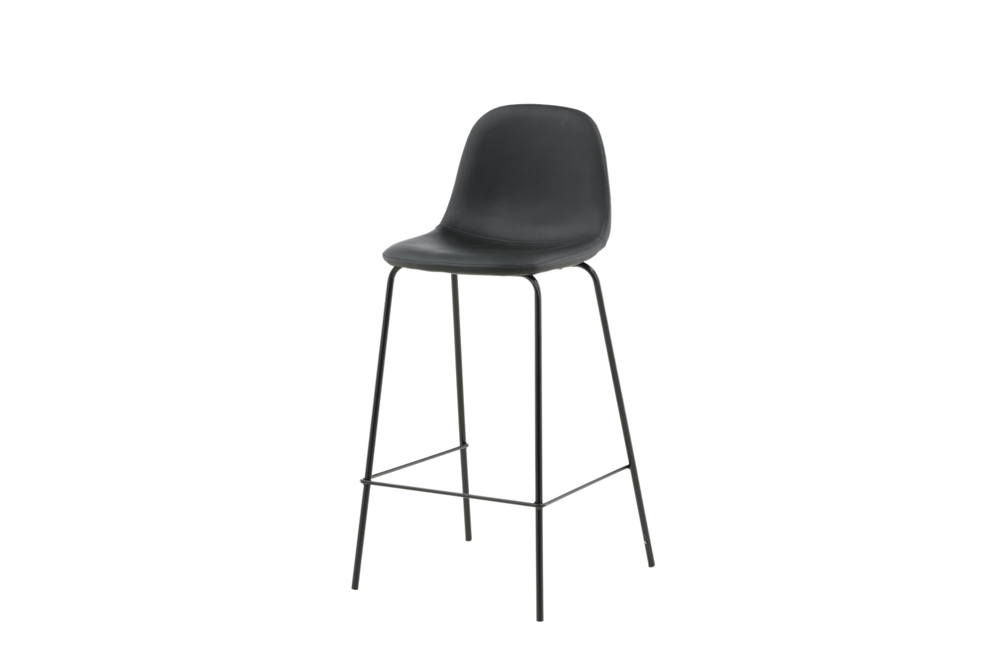 Venture Home Barhocker "Polar, 2er-Set Barhocker in Schwarz-PU, luxuriös, 150 kg belastbar" 2 Stk. tlg. Tresenstuhl, Lederlook, schwarze Metallbeine, Fußstütze, edel