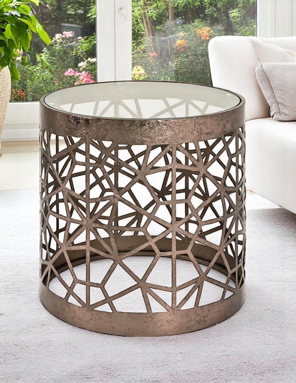 HAKU Beistelltisch »Sofatisch, Wohnzimmertisch« 1 Stk. tlg. zylindrisch - aus Metall Kupfer B/T/H //50 cm