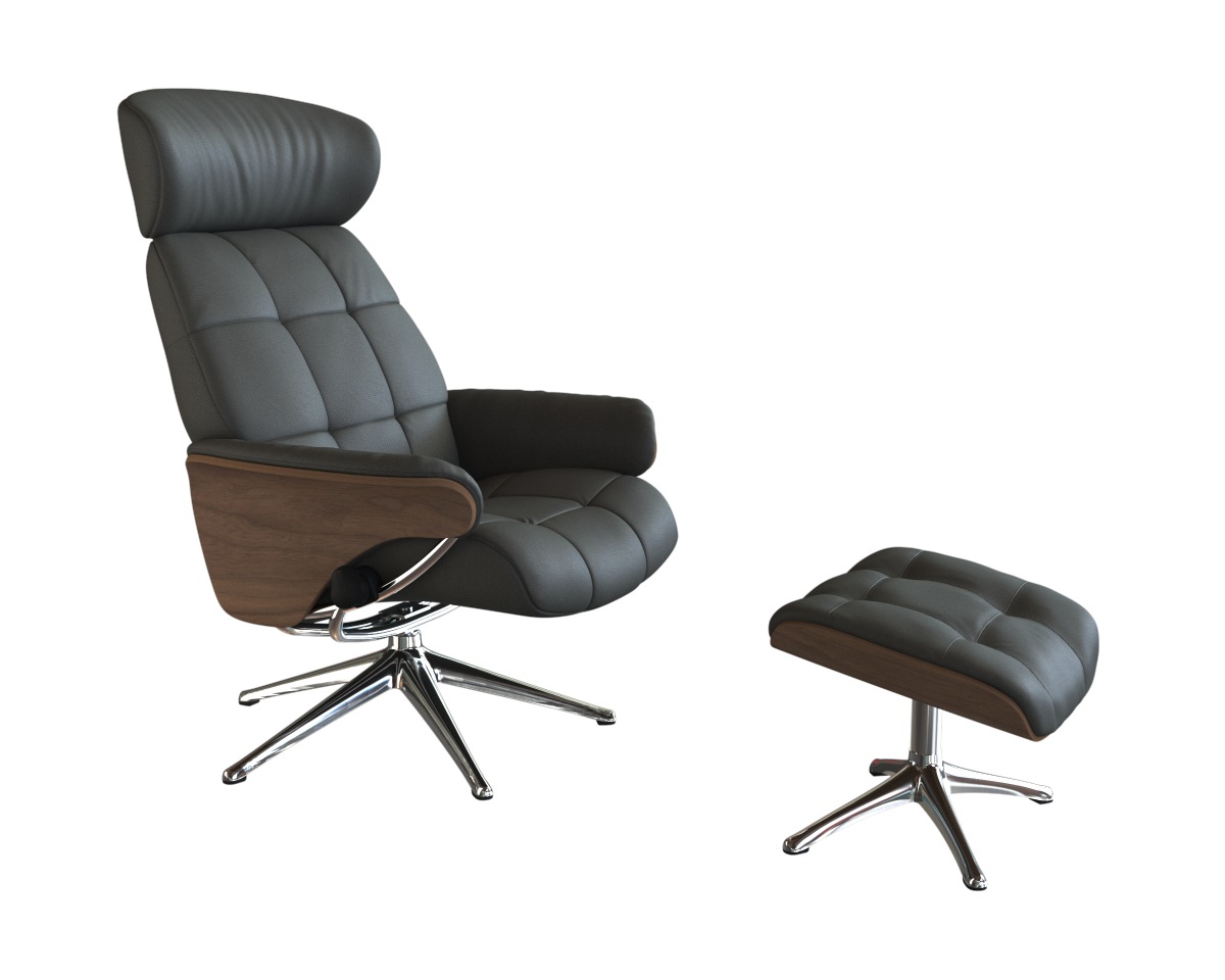 FLEXLUX Relaxsessel »Skagen Funktionsessel, Polstersessel, Armlehne, TV-Fernsehsessel«, Rücken- und Kopfteilverstellung, Fuß Alu, Armlehne Eiche, Drehbar
