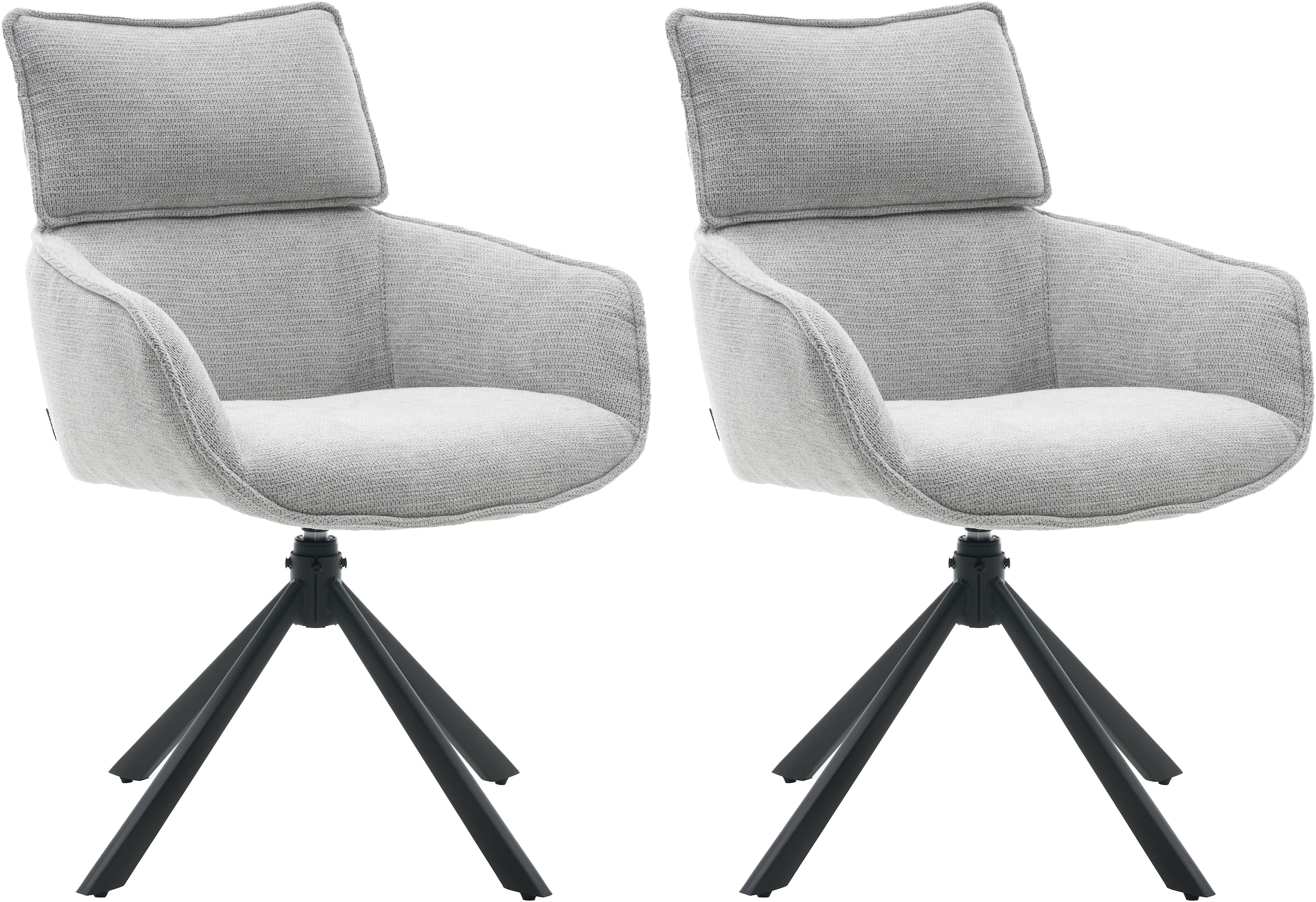 OTTO home Esszimmerstuhl "Cusey, 360 drehbar, extra dicke Polsterung, 2er-Set" (Set) 2 Stk.mit 360 Metallfuß, Komfort-Rückenlehne und hautfreundlichem Webstoff