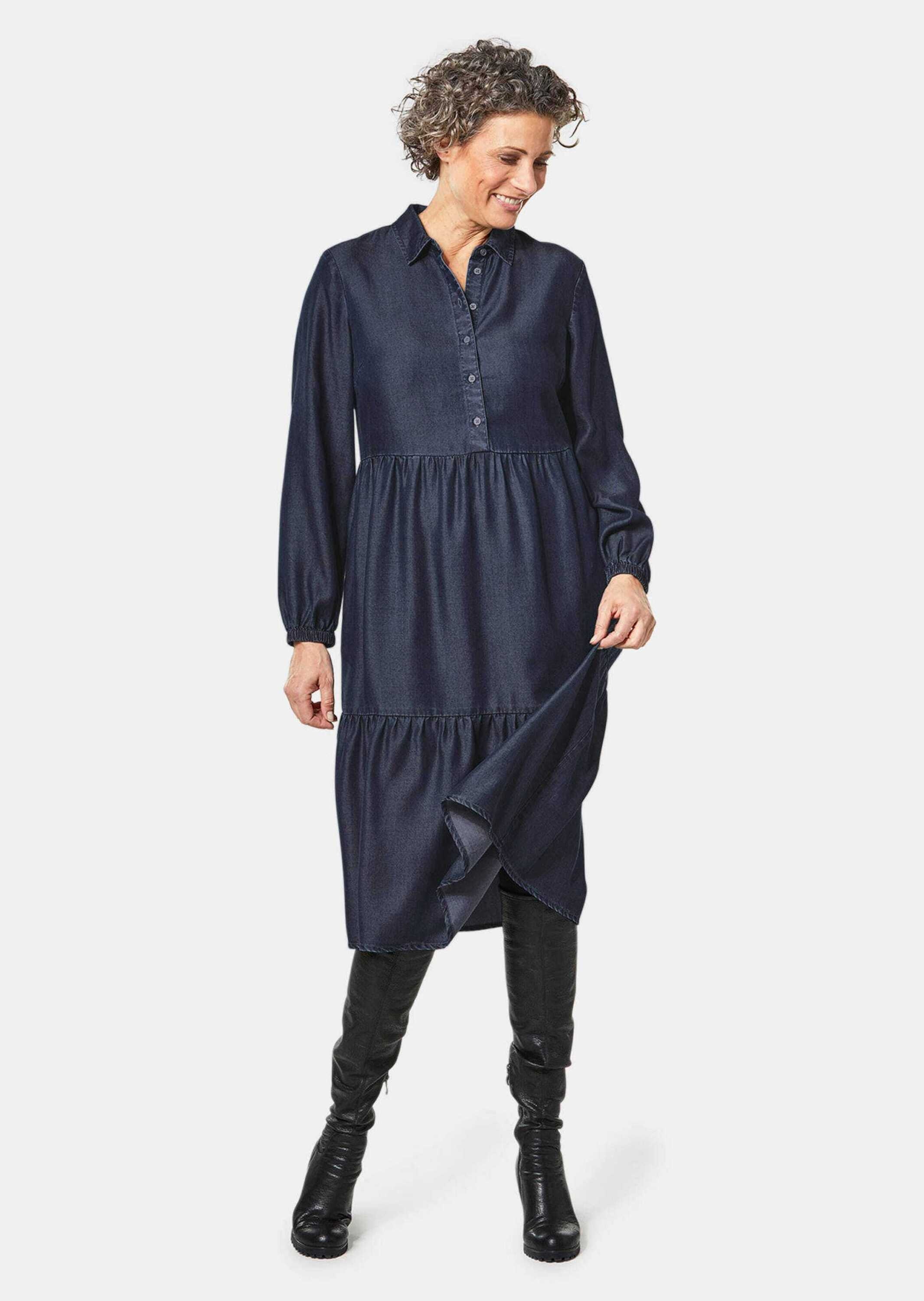 GOLDNER Midikleid "Kurzgröße Tencel-Kleid" günstig online kaufen