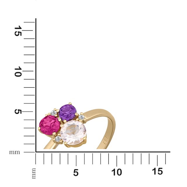 Orolino Fingerring »585/- Gold gelb Rosaquartz Amethyst Rhodolith Brillant«  kaufen | BAUR