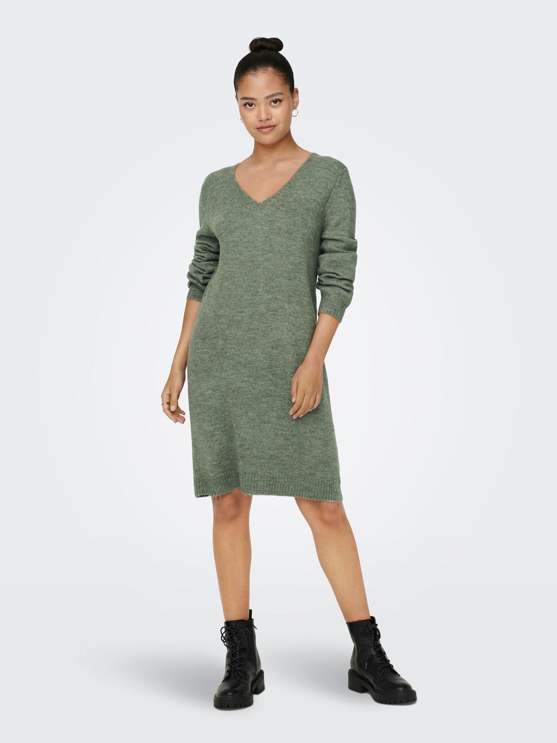 JDY Strickkleid »JDYELANORA L/S V-NECK DRESS KNT NOOS«