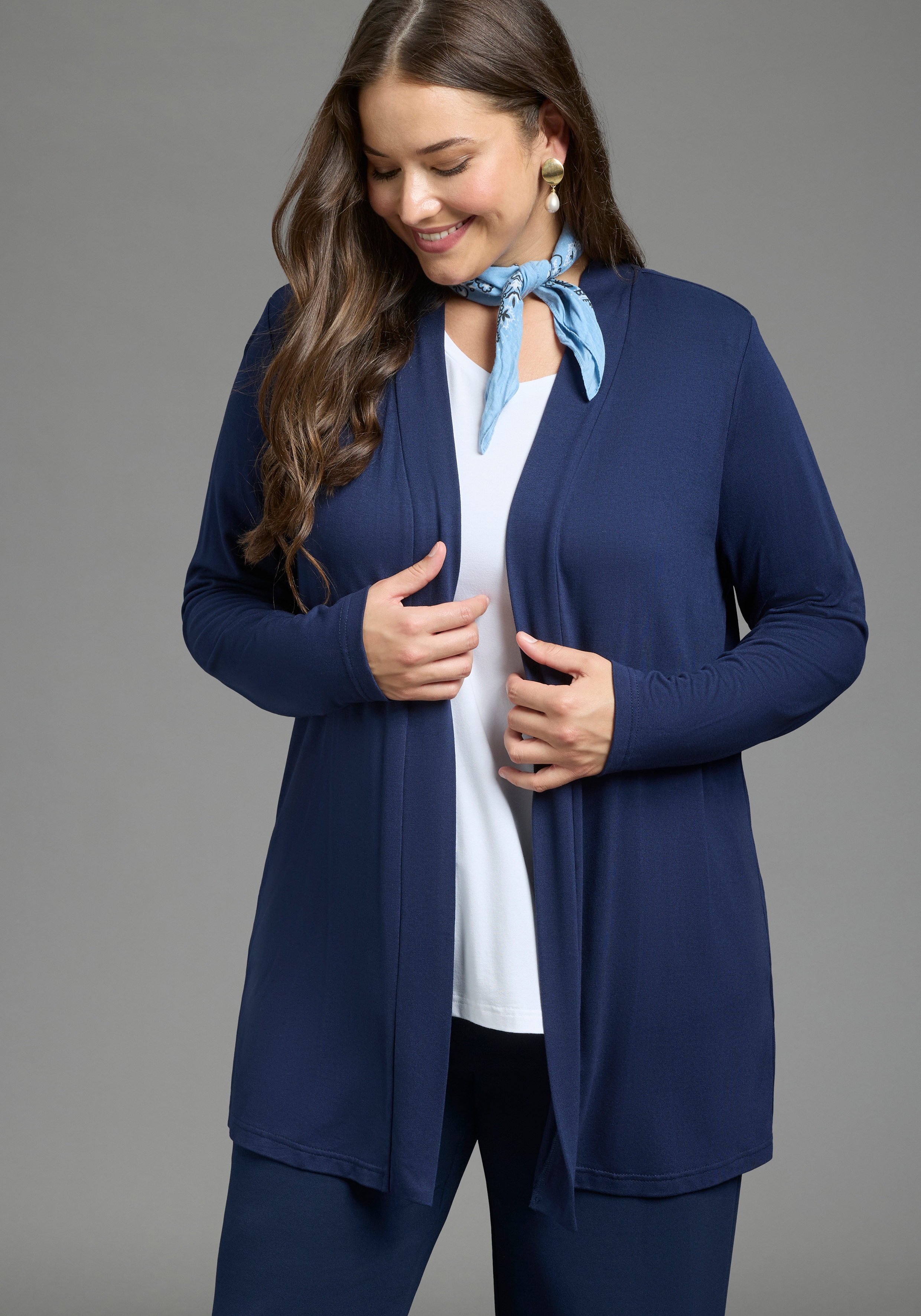 Laura Scott CURVE Strickjacke "Große Größen" aus angenehmem fließendem Jerseymaterial