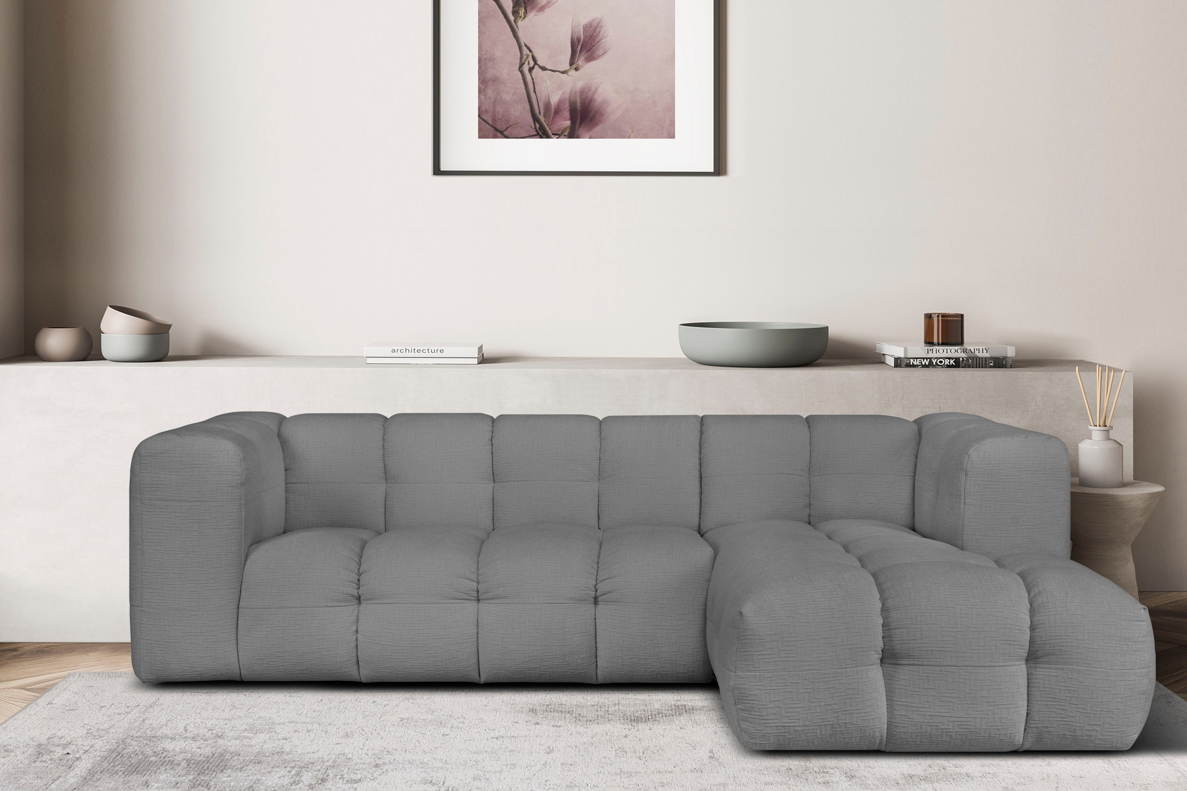 LeGer Home by Lena Gercke Ecksofa »TALISHA L-Form Designersofa, moderne Steppung, B/T/H: 276/178/75 cm«, aufwendig gepolstert, hoher Sitzkomfort