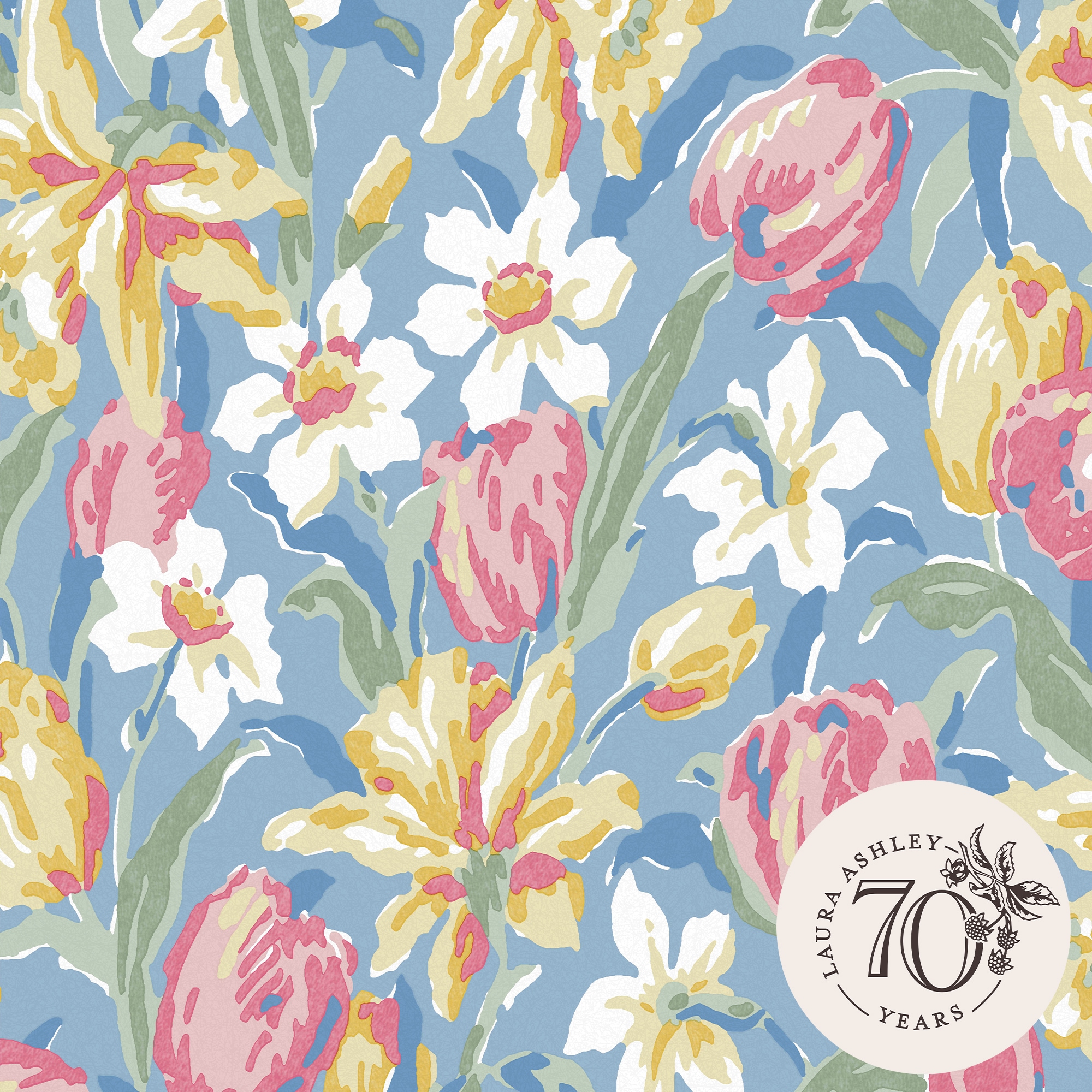 LAURA ASHLEY Vliestapete »Tulips China Blue«, natürlich, 10mx52cm