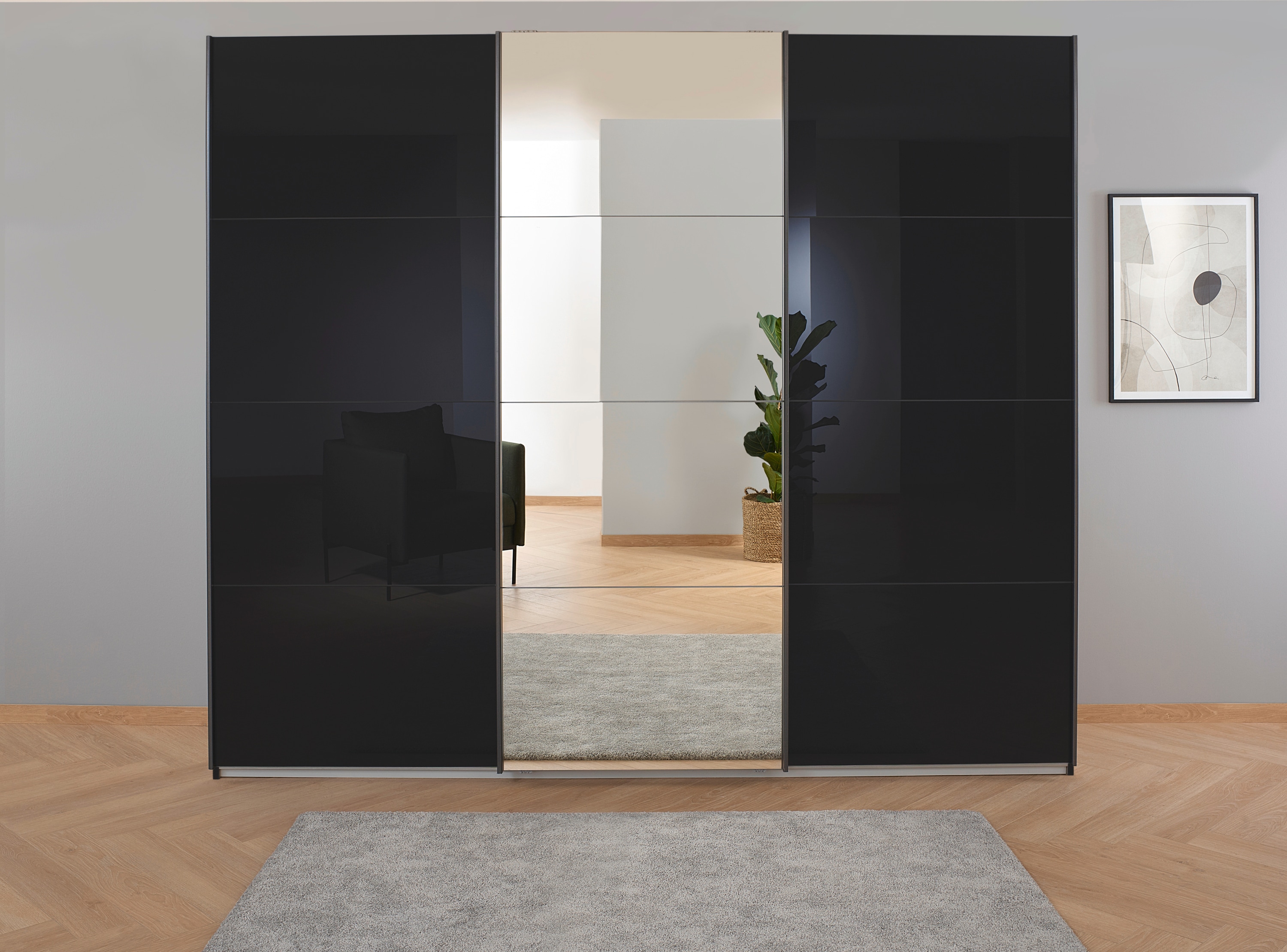 OTTO home "Mehrzweckschrank Aktenschrank Möbel Mietswohnung Schlafzimmer KOLUNA" 3 Ausstattungen BASIC/CLASSIC/PREMIUM (inkl. SOFT-CLOSE-FUNKTION), Breiten 203/271/315/360 cm Höhen 210/229 Glas-Front MADE IN GERMANY