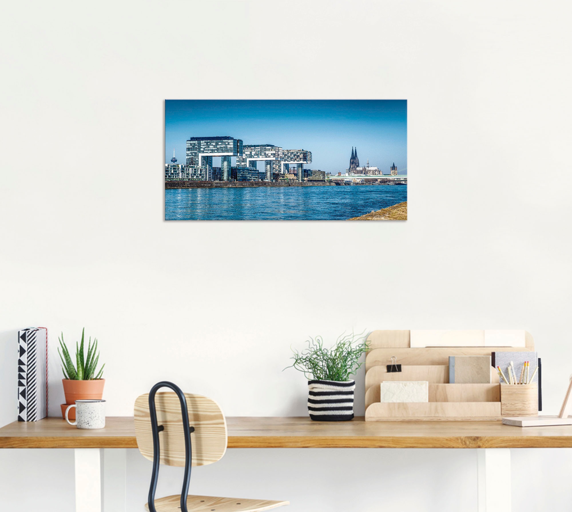 Artland Wandbild »Köln Kranhäuser und Dom«, Gebäude, (1 St.), als Alubild, Outdoorbild, Leinwandbild in verschied. Größen