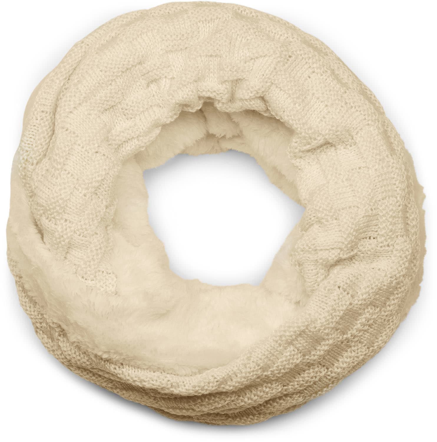 styleBREAKER Strickschal "Feinstrick Loop mit Flecht Muster und Teddyfleece" 1 Stk.