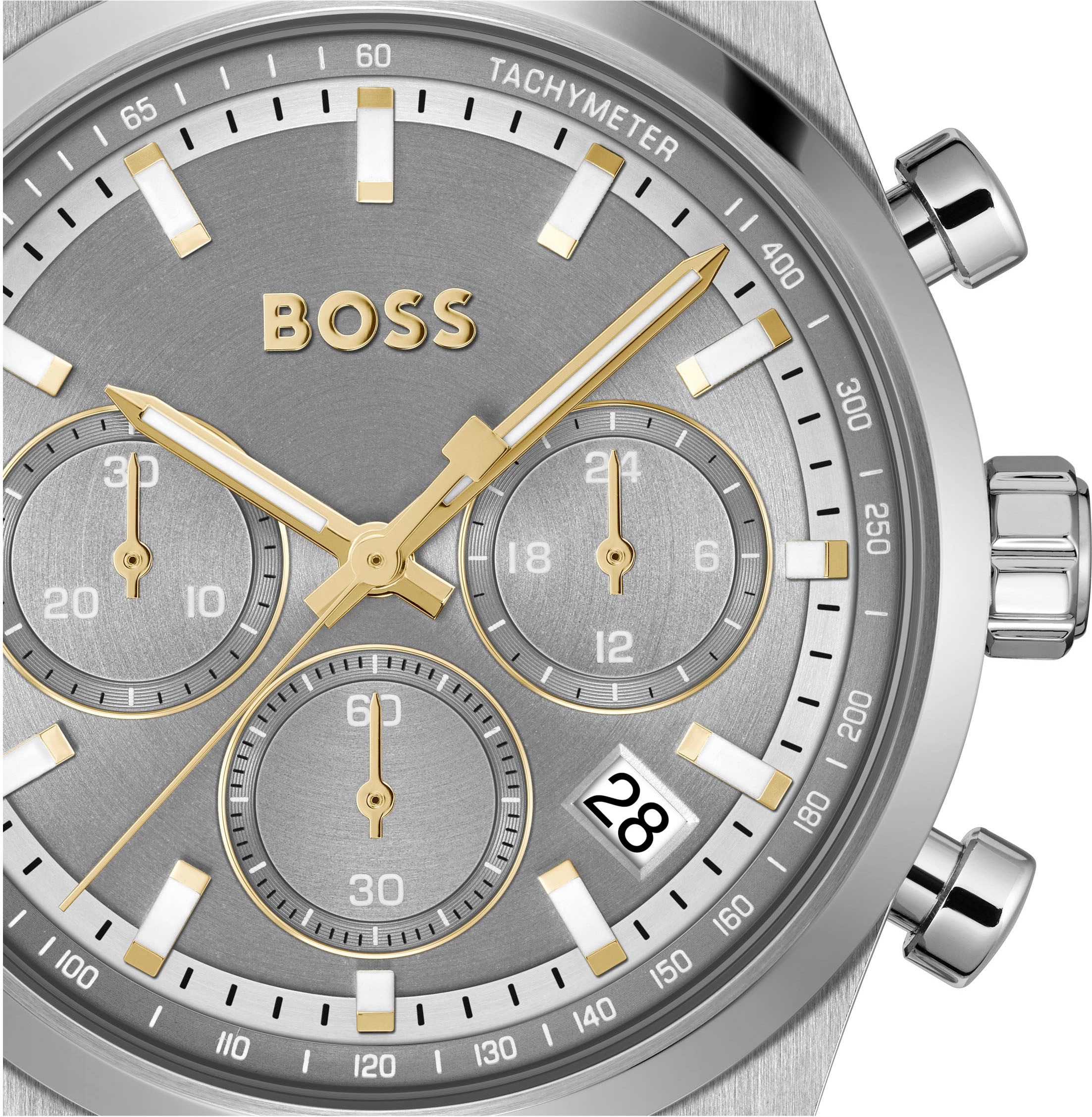 BOSS Chronograph »CANDOR CHRONO«, Quarzuhr, Armbanduhr, Herrenuhr, Edelstahlarmband, analog, Tag
