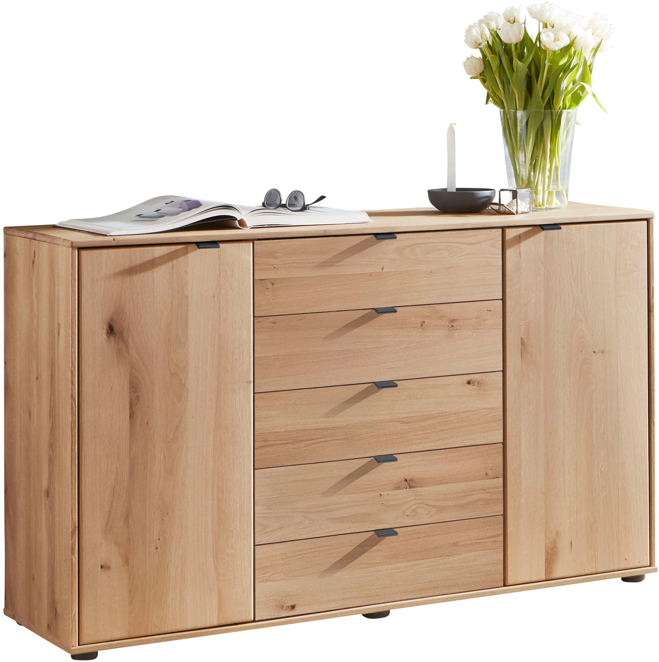 WIEMANN Kombikommode "Cardiff Sideboard, Wäscheschrank, teilmassiv Bianco-E günstig online kaufen