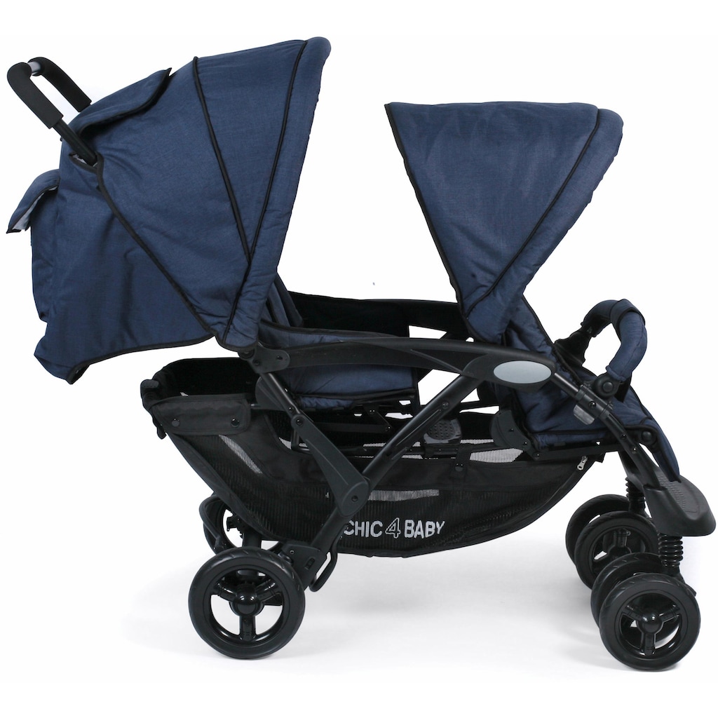 CHIC4BABY Geschwisterwagen »Duo, navy«, mit feststellbaren Doppelschwenk-Vorderrädern