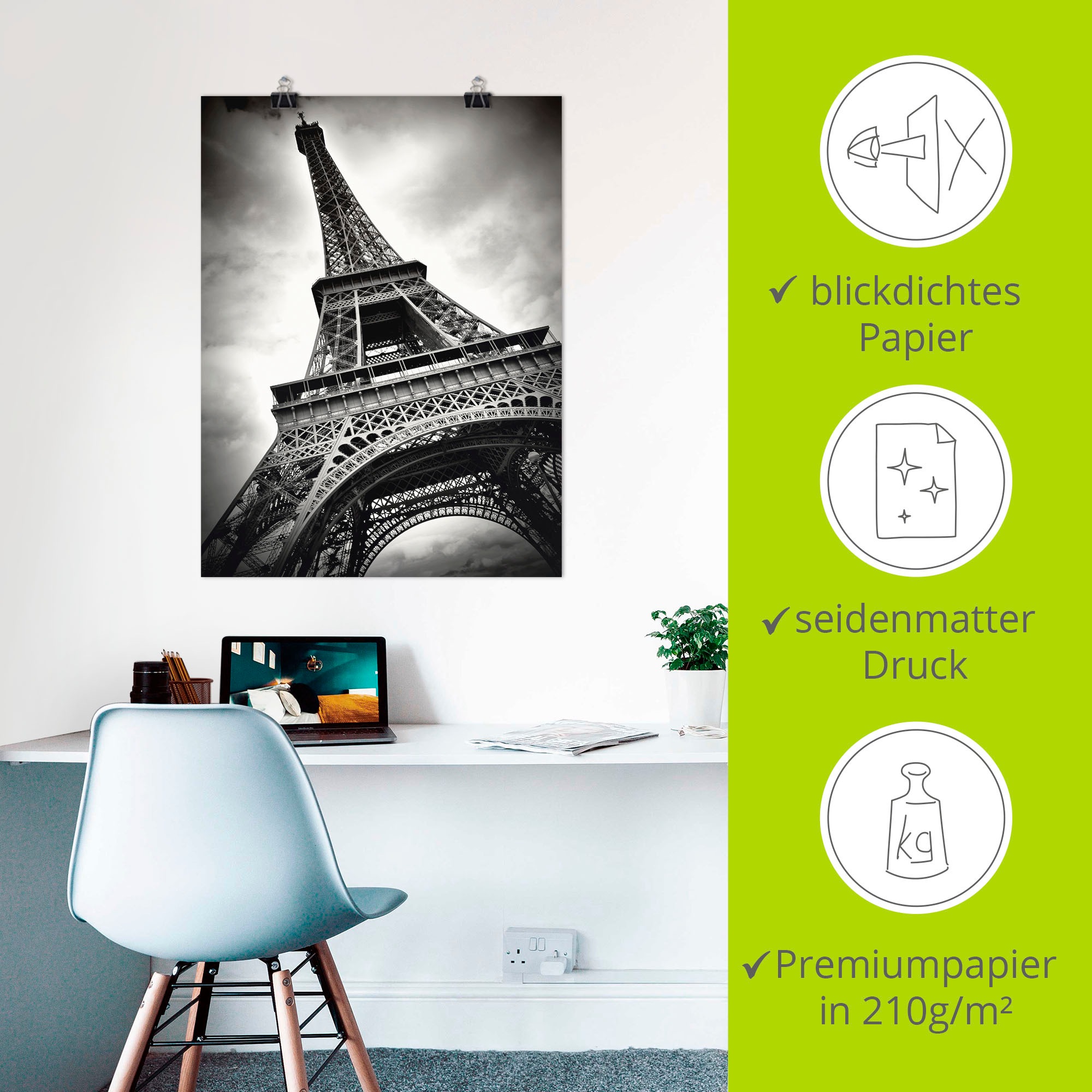 Artland Wandbild »Eiffelturm Paris«, Gebäude, (1 St.), als Leinwandbild, Poster in verschied. Größen