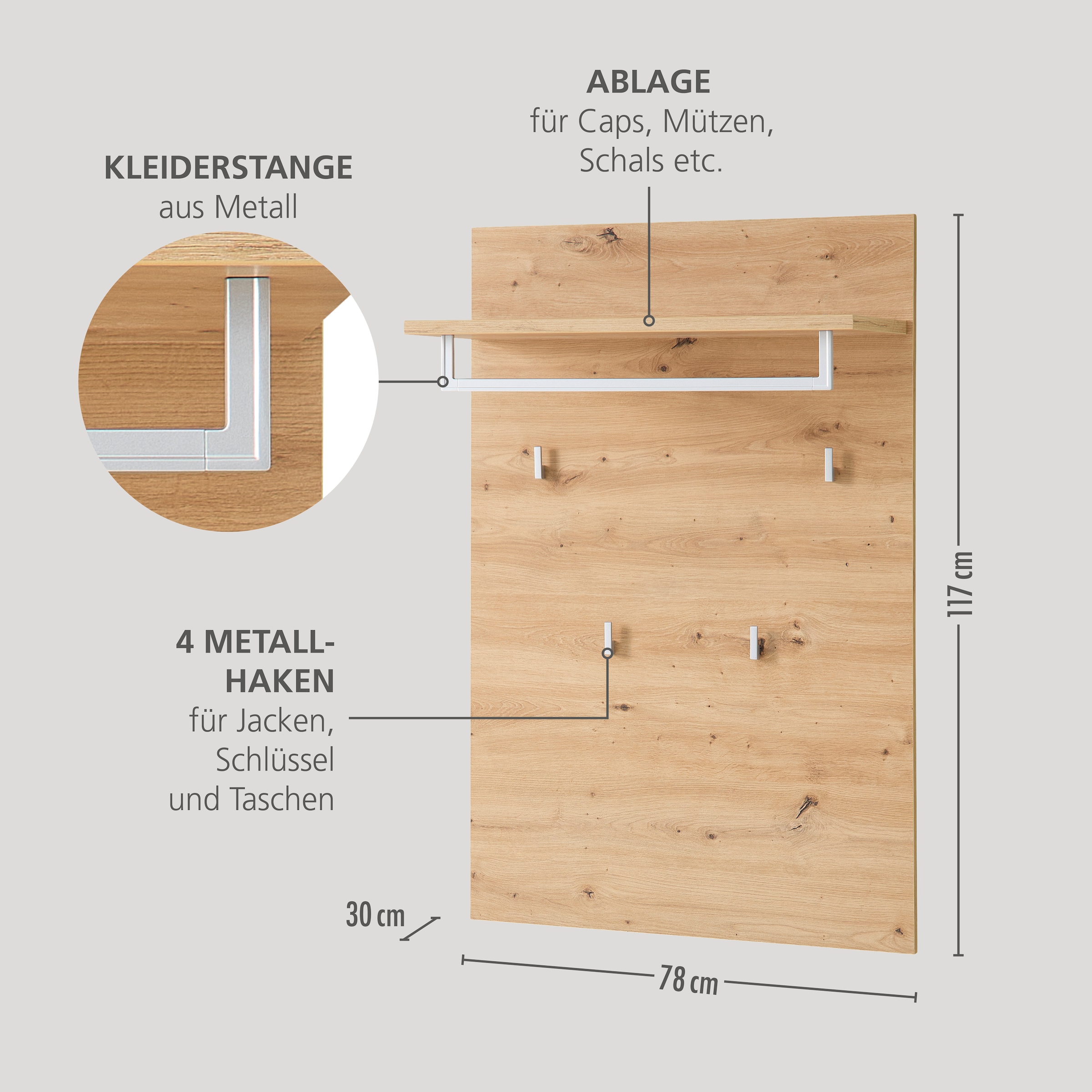 Innostyle Garderoben-Set »Bari Garderobenprogarmm, BxHxT 264x202x38 cm« Set, 5 Stk. tlg.