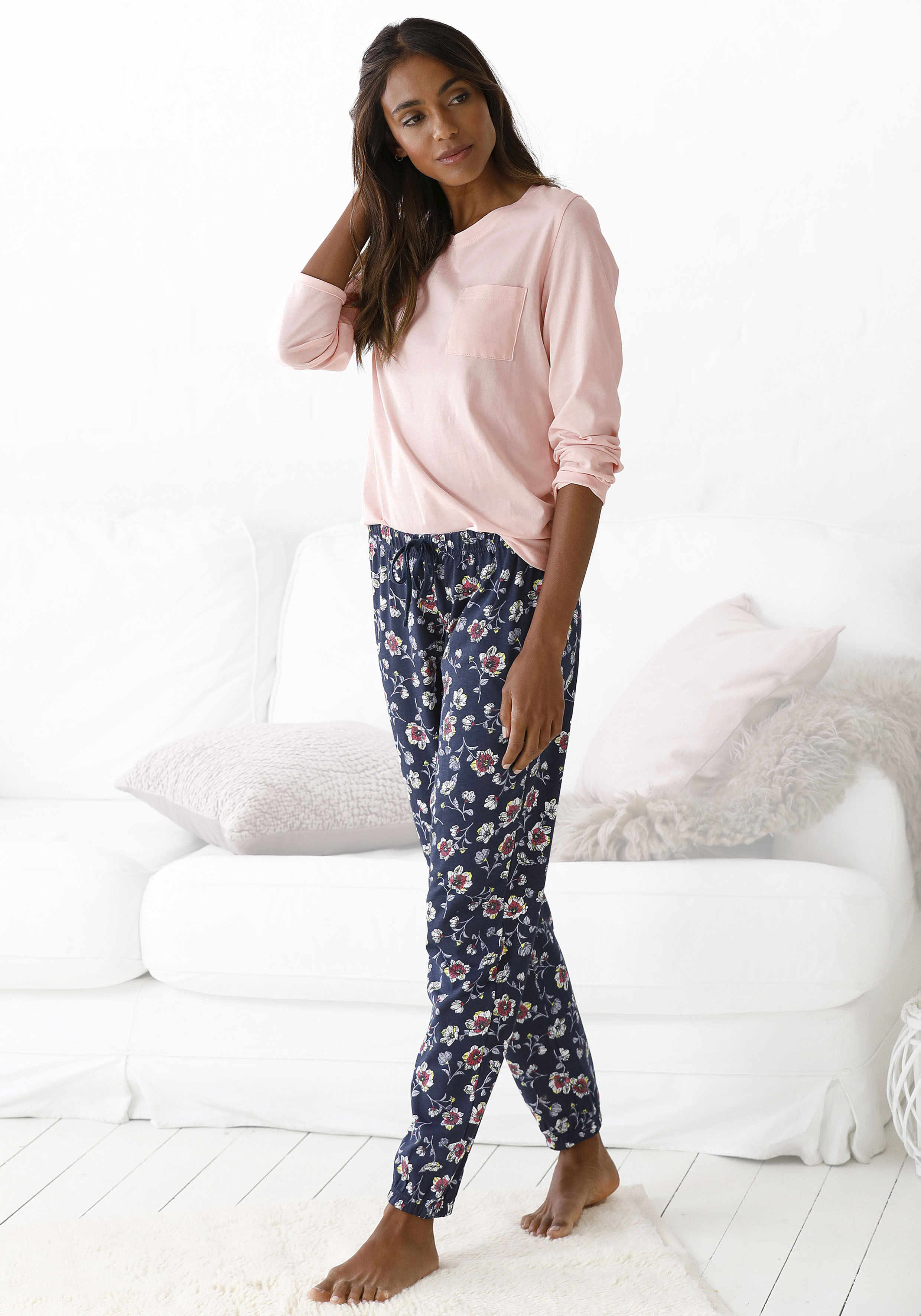 Vivance Dreams by Lascana Pyjama Set, 2 mit gemusterter Schlafhose