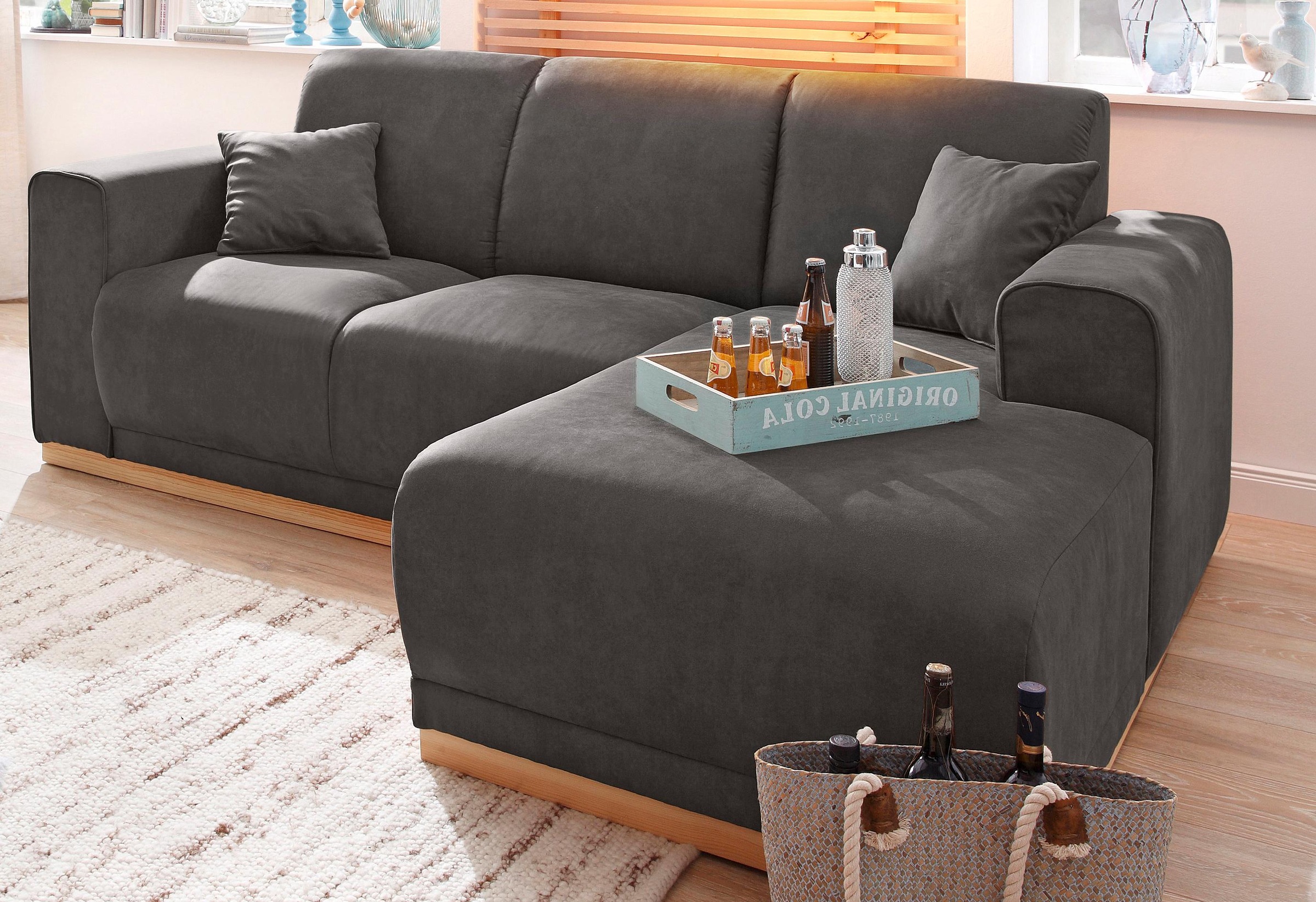 Home affaire Ecksofa Seeland, mit sichtbarem Holzrahmen an der Unterseite