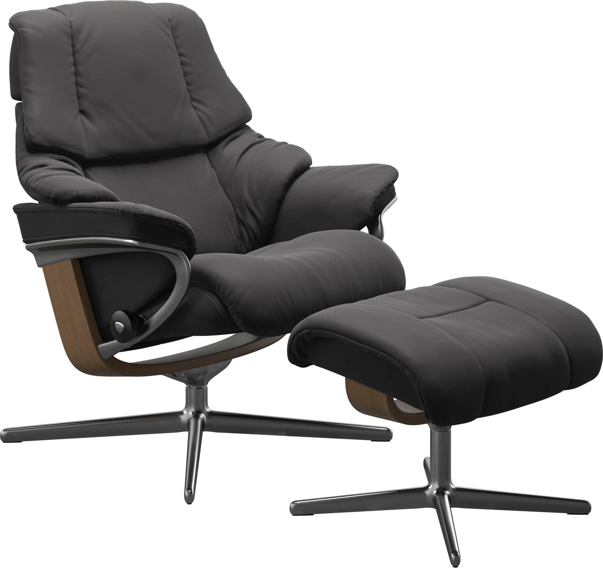 Stressless® Relaxsessel »Reno«, (Set, Relaxsessel mit Hocker), mit Hocker, mit Cross Base, Größe S, M & L, Holzakzent Eiche