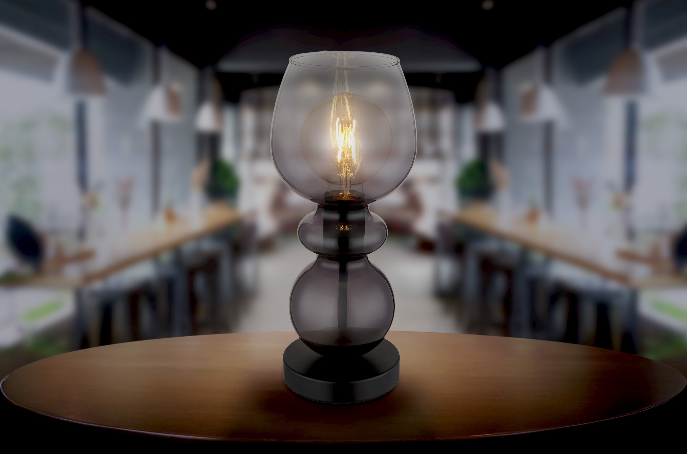 GLOBO LIGHTING Tischleuchte »CLARITY« E27 1 Stk. Tischlampe Glas rauchfarben klar verlaufend antik