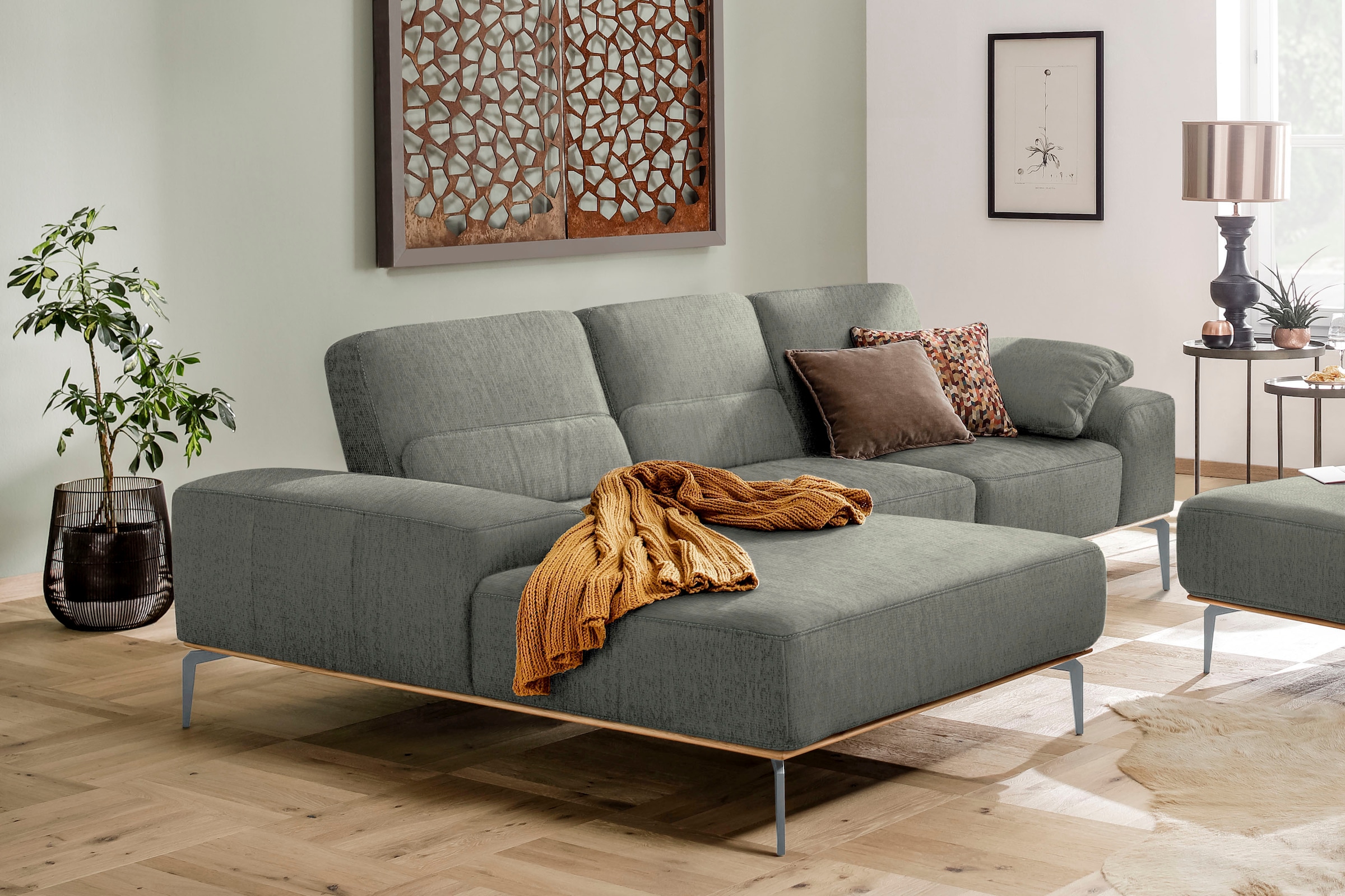 W.SCHILLIG Ecksofa "run", mit elegantem Holzsockel, Füße in Silber matt, Br günstig online kaufen