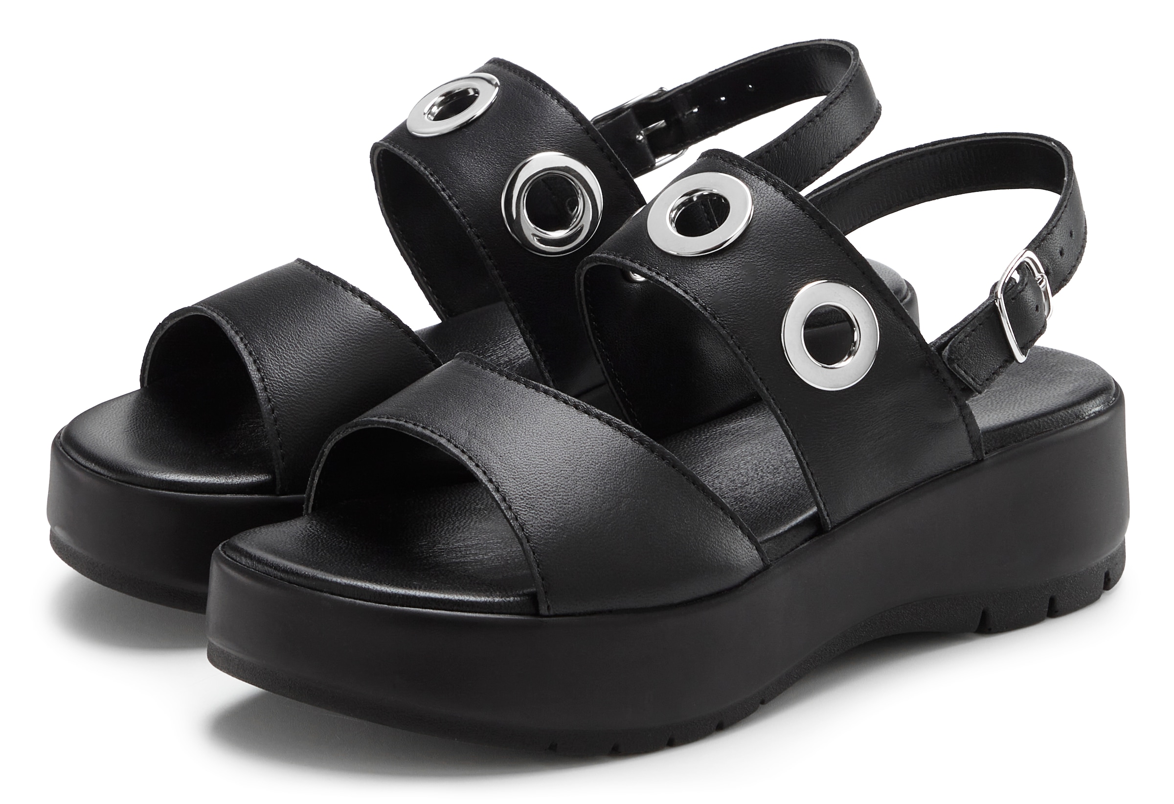 French Connection Sandalette "Sandale, Ledersandale, offener Schuh, Sommerschuhe, Ledersandalette" NEU aus Leder mit modisch bequemer Plateausohle