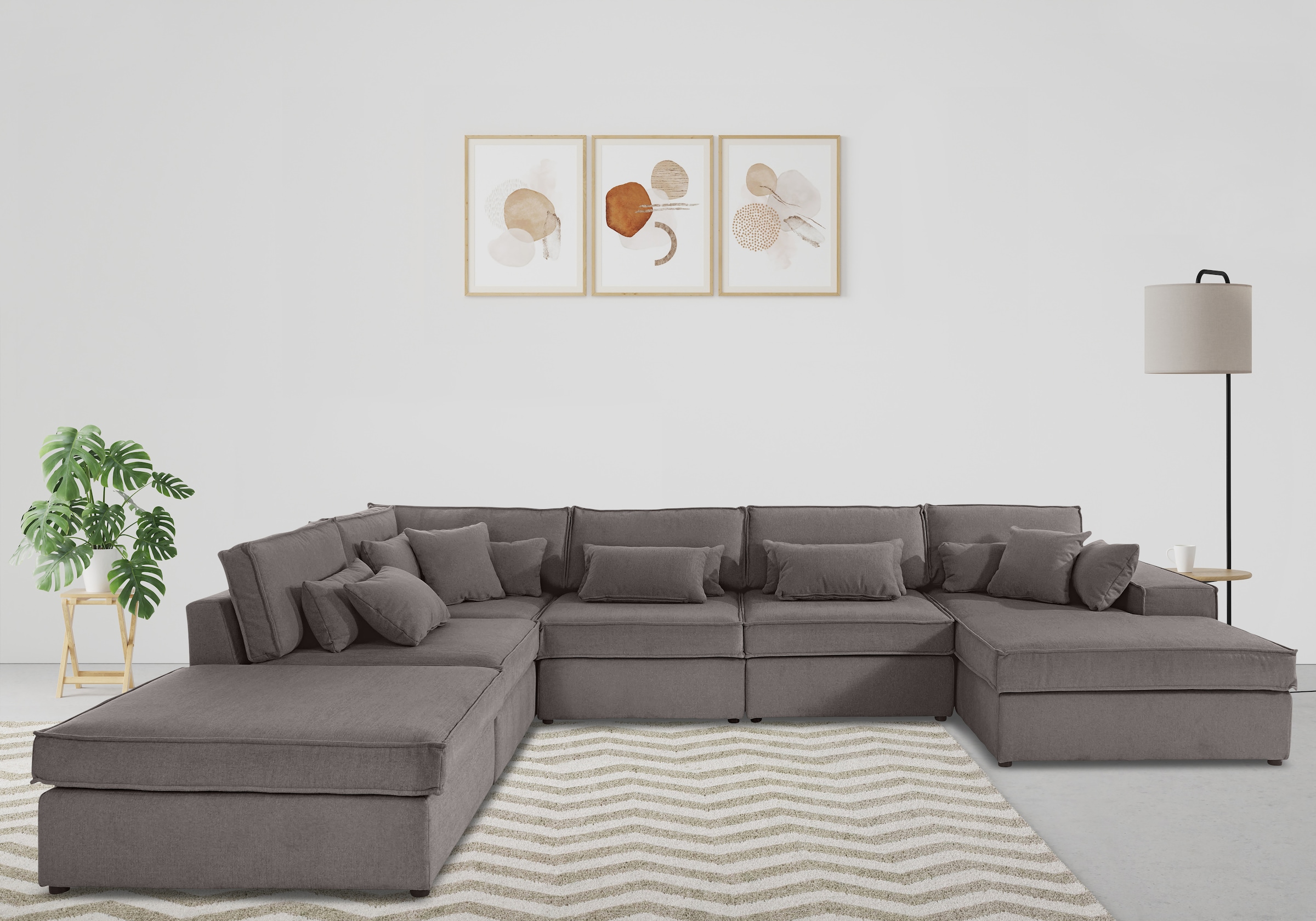 OTTO home Wohnlandschaft "Florid U-Form" 6 Teile, bestehend aus Modulen, vi günstig online kaufen