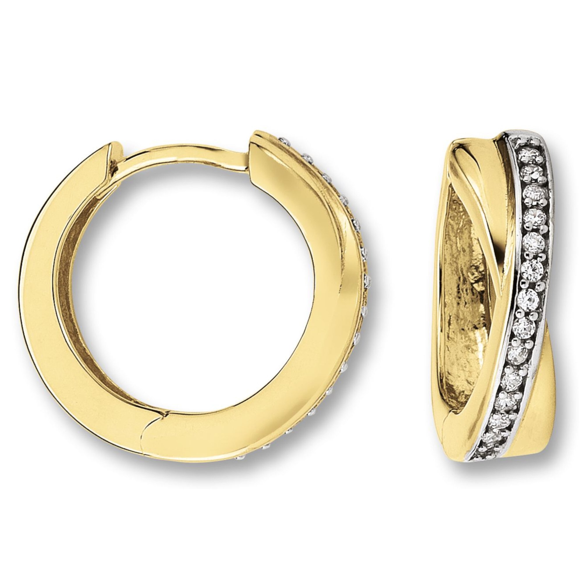 ONE ELEMENT Paar Creolen »Zirkonia Ohrringe Creolen aus 333 Gelbgold«, edles Design – modisch & dezent zugleich