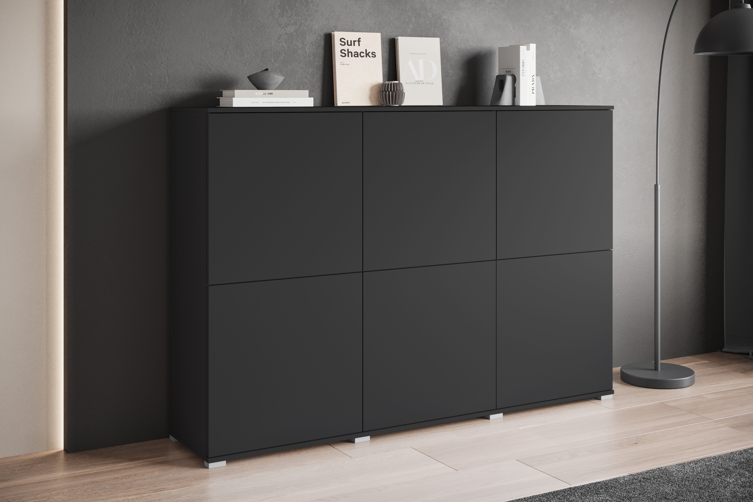 INOSIGN Highboard »Kenia, moderne grifflose Hochkommode mit 6 Türen, Breite 180 cm«, (1 St.), Push-to-Open-Fronten, höhenverstellbaren Einlegeböden