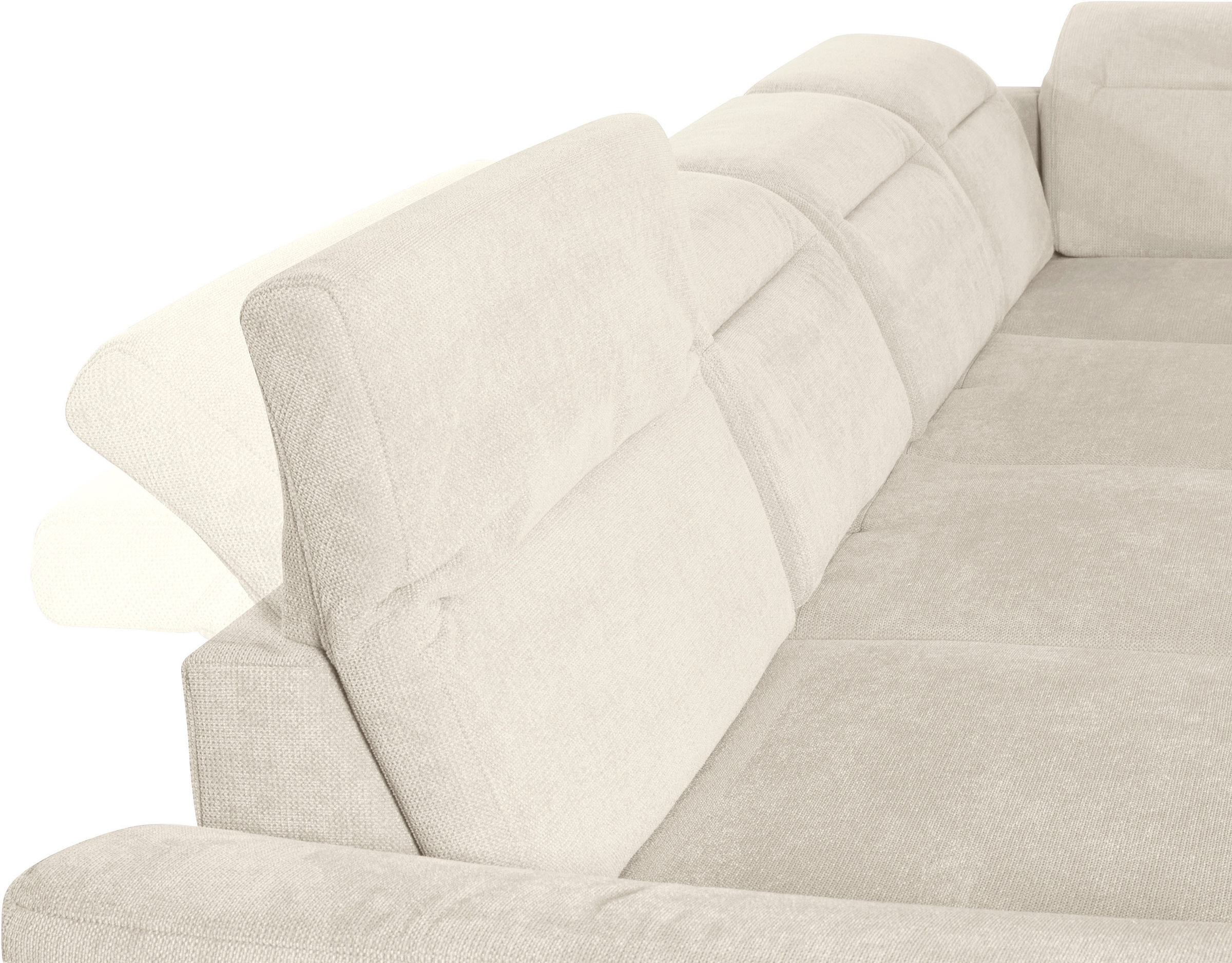 sit&more Wohnlandschaft »Percy U-Form«, 15 cm Fußhöhe, Sitztiefenverstellung, wahlweise in 2 Fußfarben