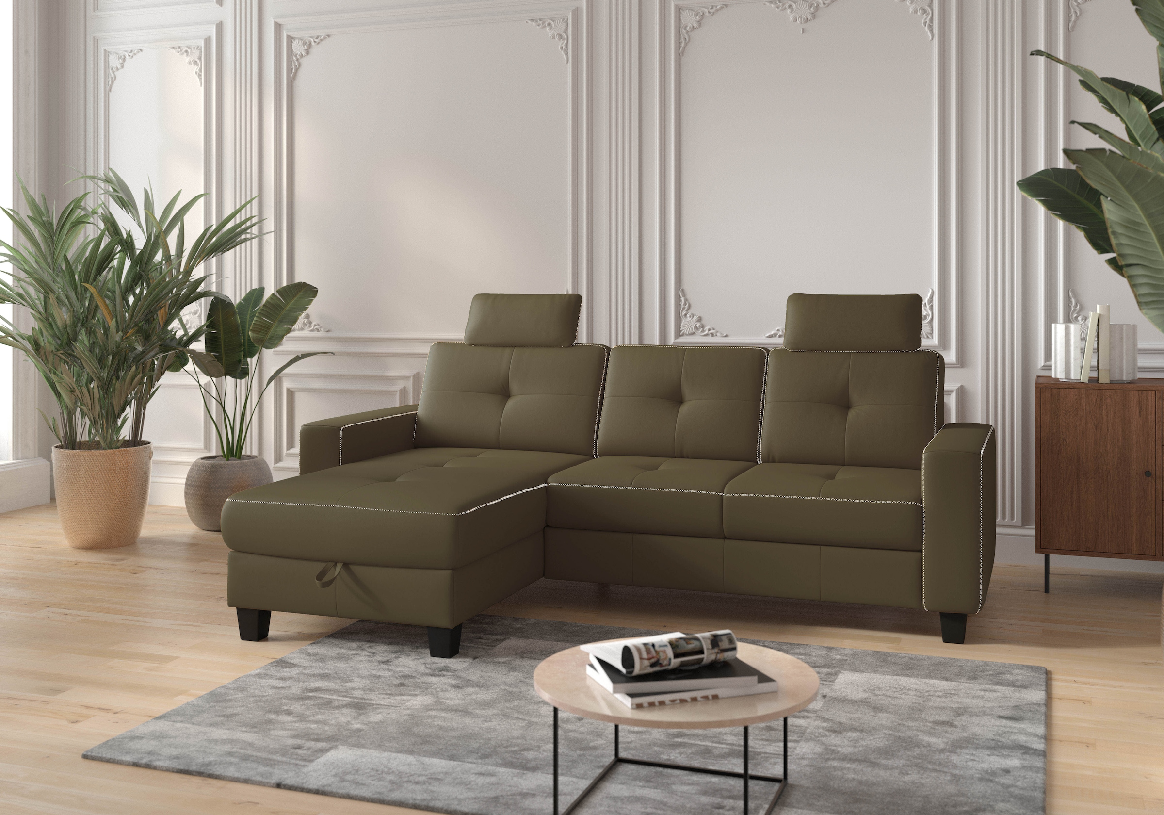 Places of Style Ecksofa »Varese«, wahlweise mit Bettfunktion und Bettkasten