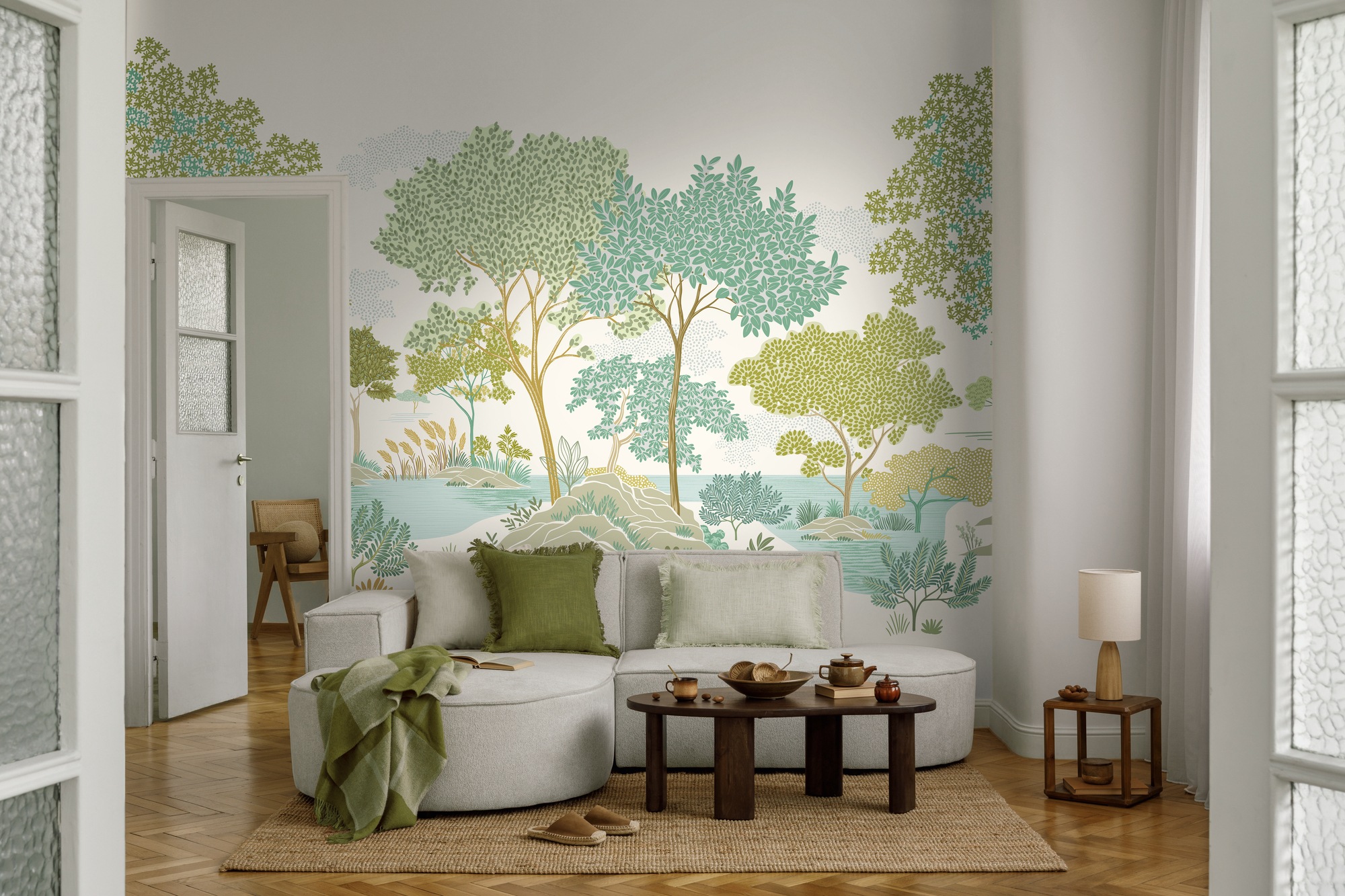 living walls Fototapete »The Wall 4 Eyecatcher – Malerische Baumlandschaft Vlies-Fototapete« Motiv | matt | naturalistisch leicht strukturiert Malerische Baumlandschaft mit atmosphärischer Tiefe