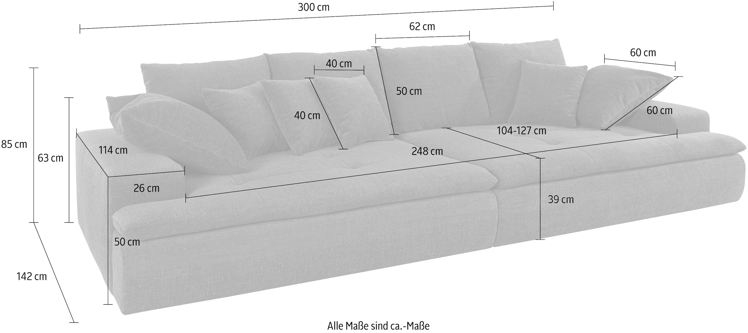 Mr. Couch Big-Sofa »Haiti«, wahlweise mit Kaltschaum (140kg Belastung/Sitz) und AquaClean-Stoff