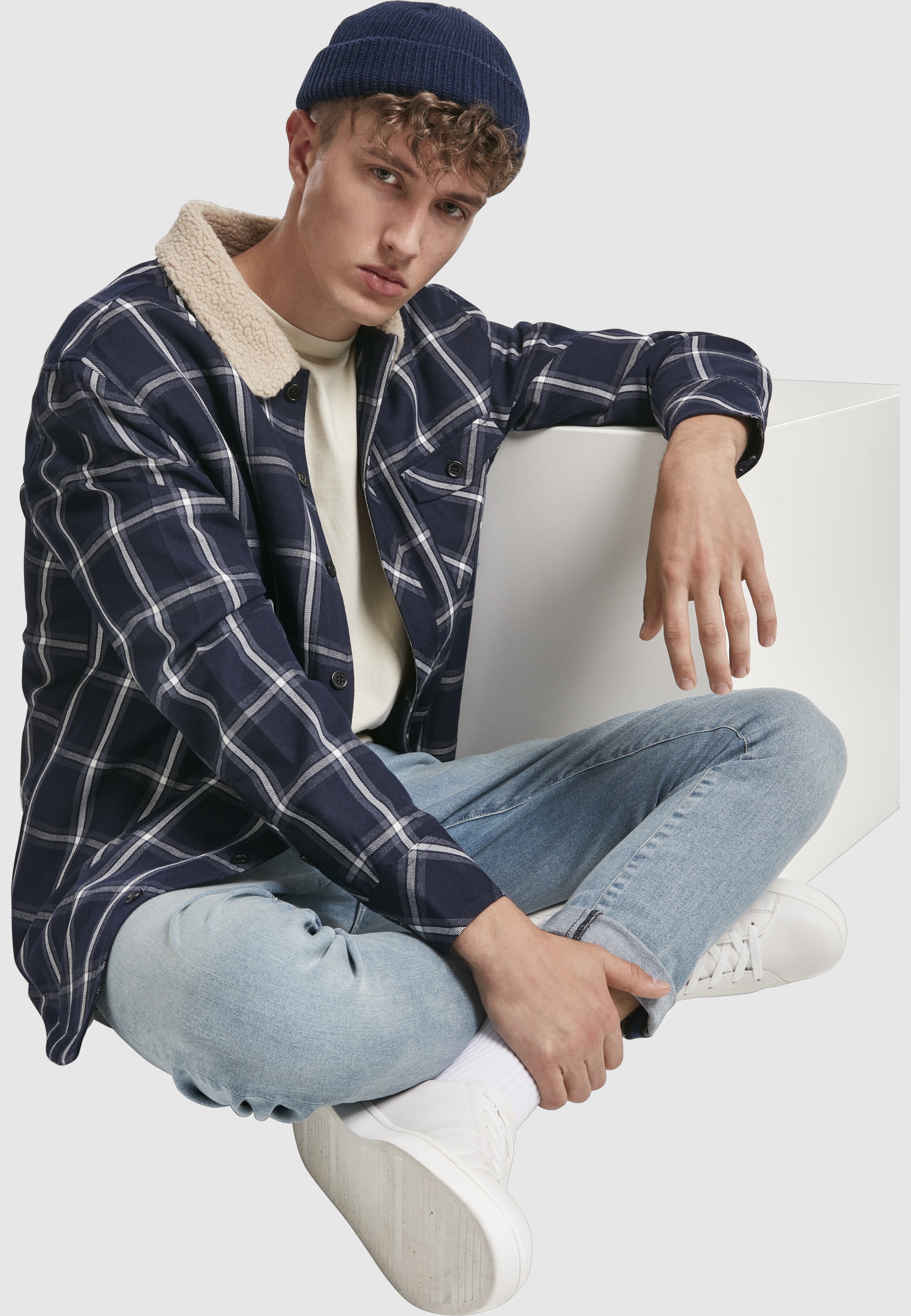 URBAN CLASSICS Kurzmantel »Urban Classics Herren Sherpa Lined Shirt Jacket«