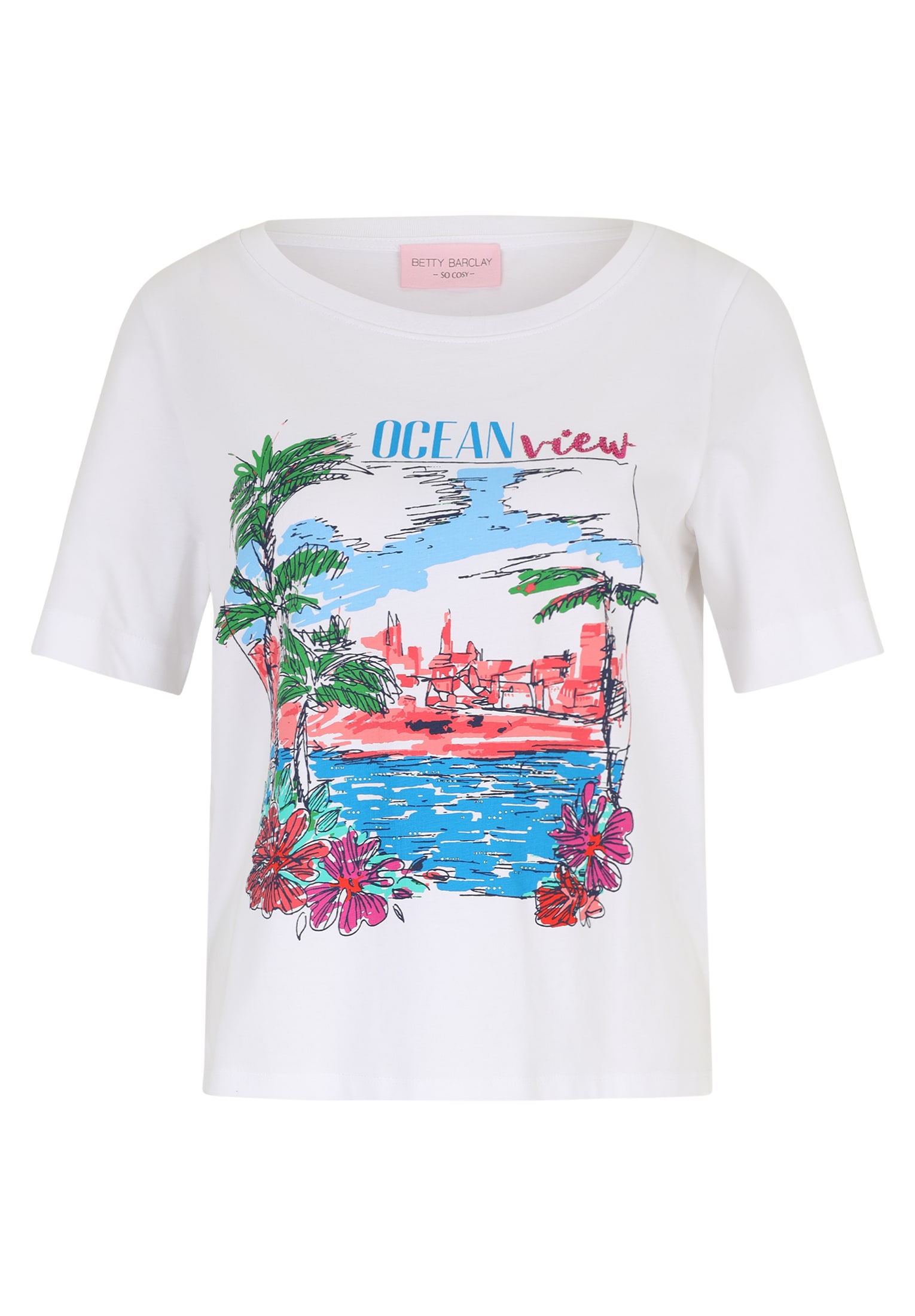 Betty Barclay Kurzarmshirt »Betty Barclay Basic Shirt mit Aufdruck«, (1 tlg.), Glitzersteine
